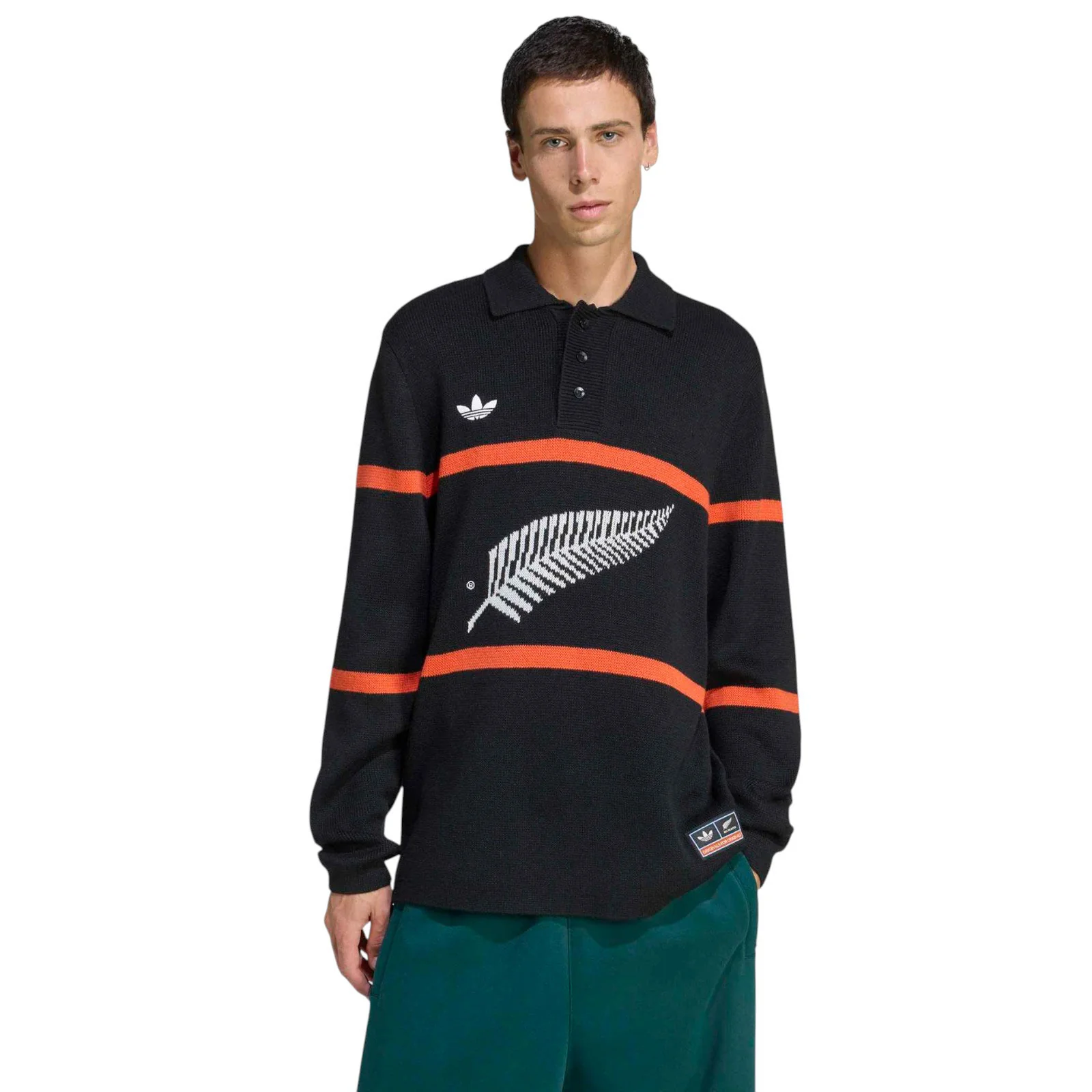 adidas ALL BLACKS Rugby Knitted Long-Sleeve Polo Shirt