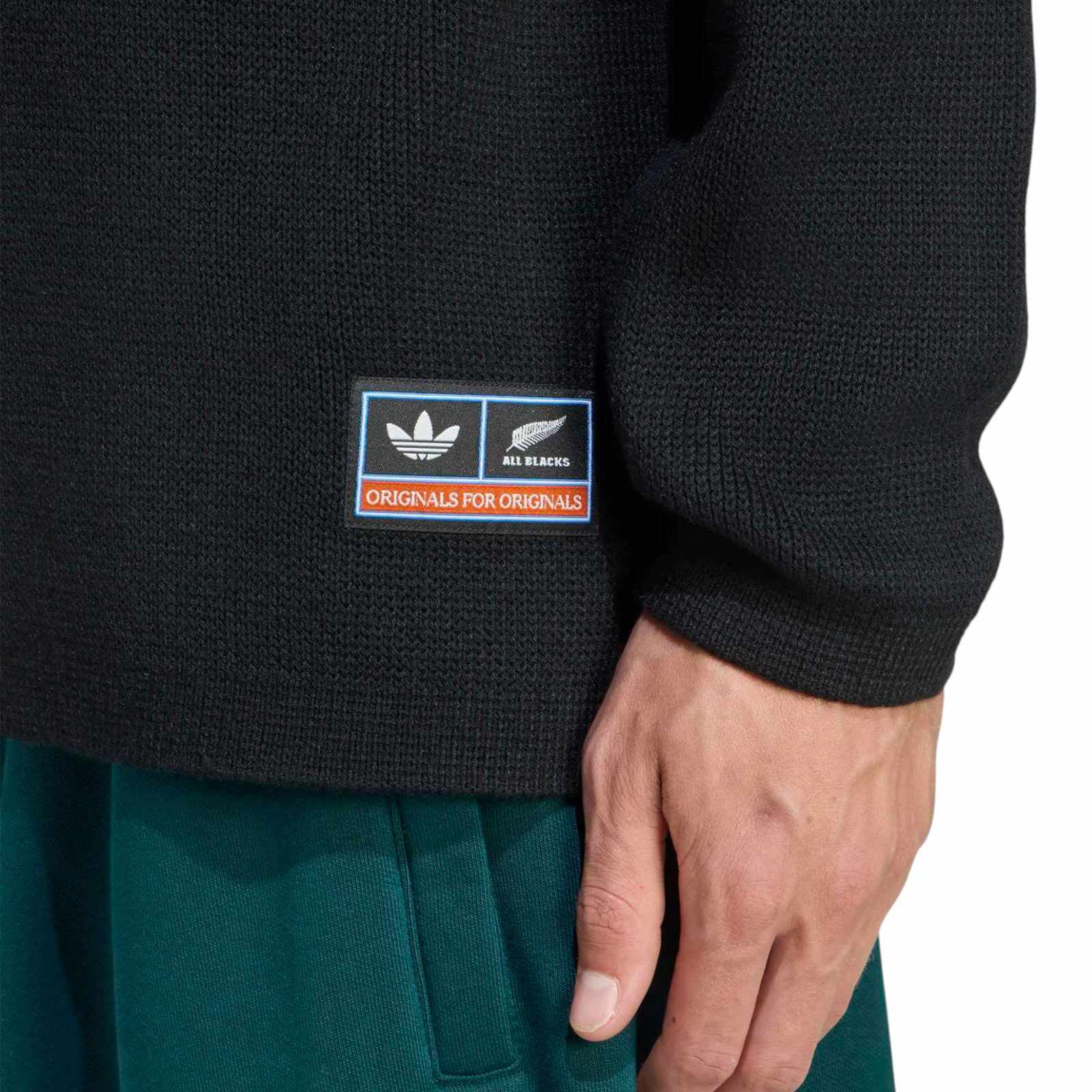 adidas ALL BLACKS Rugby Knitted Long-Sleeve Polo Shirt - Image 4