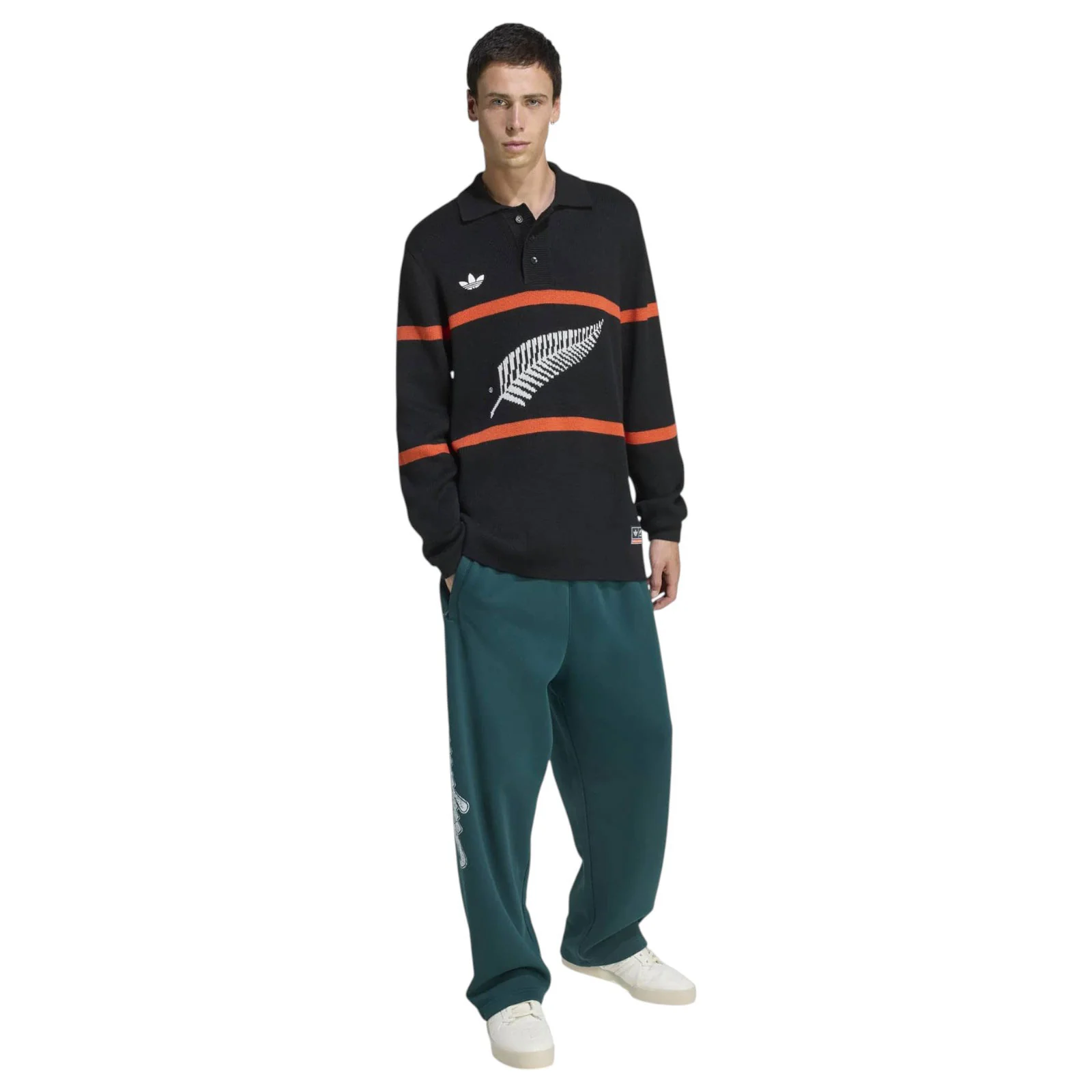 adidas ALL BLACKS Rugby Knitted Long-Sleeve Polo Shirt - Image 5