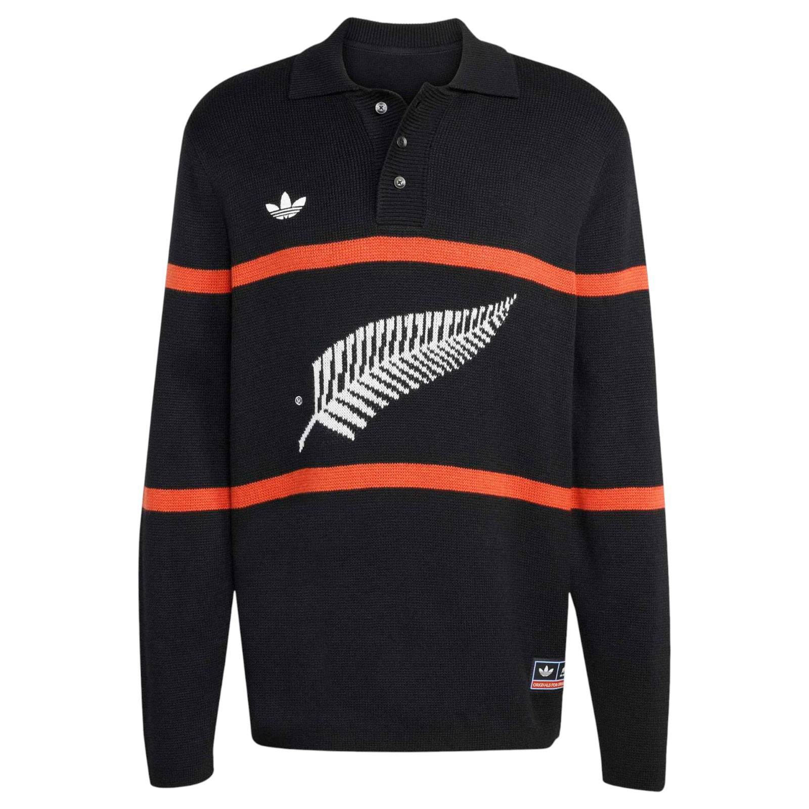 adidas ALL BLACKS Rugby Knitted Long-Sleeve Polo Shirt - Image 6