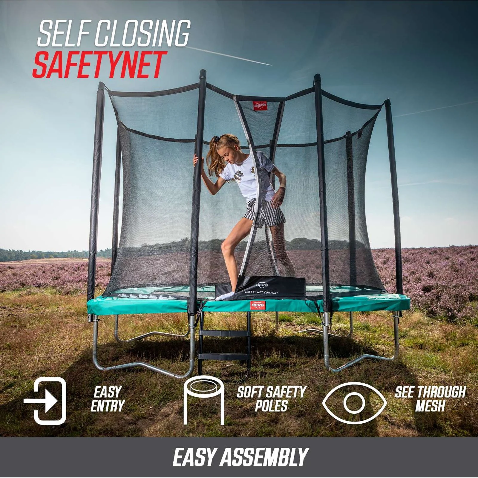 BERG Favorit Regular 380 Trampoline Grey + Safety Net Comfort - Image 3