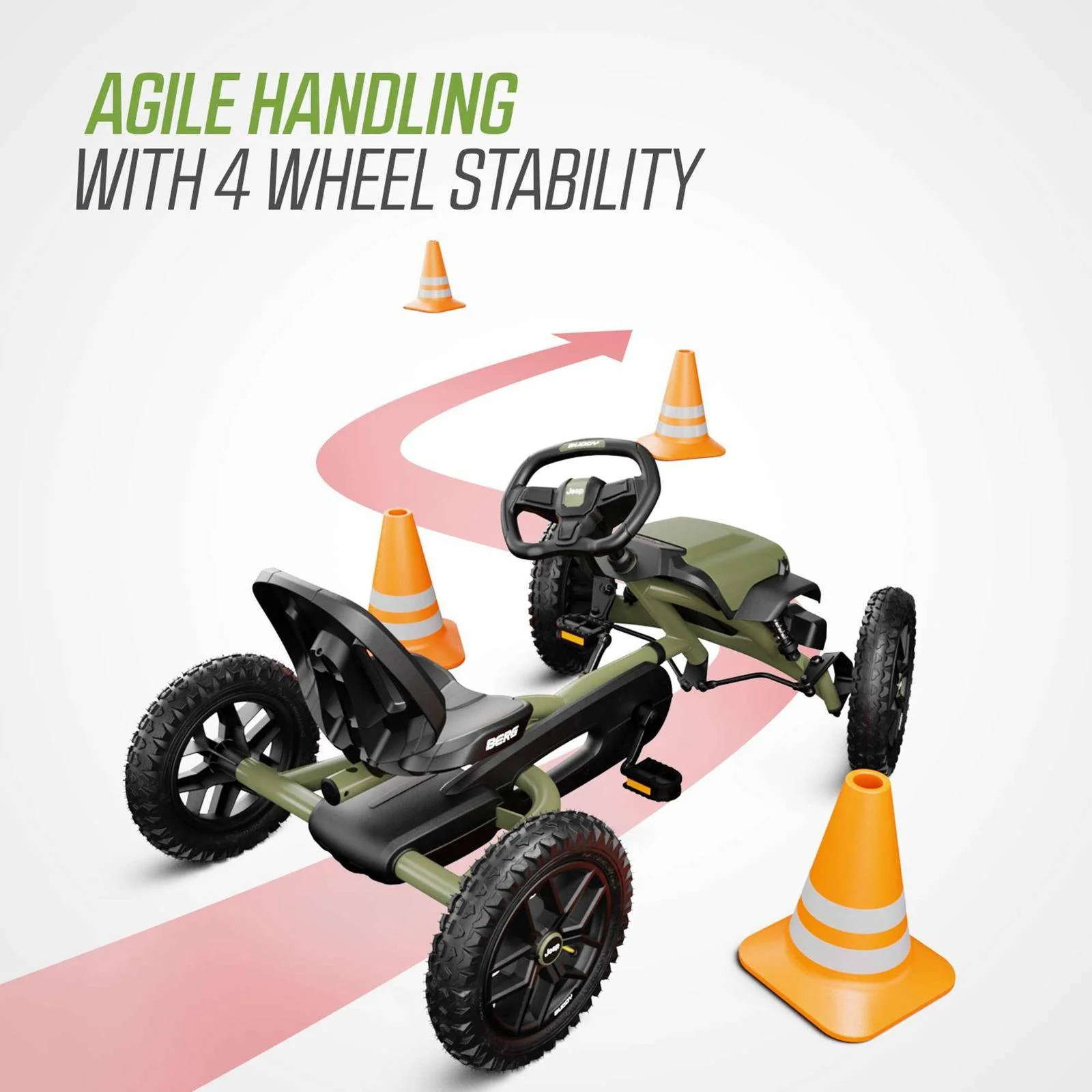 BERG Jeep® Buddy Wrangler Green Go-Kart - Image 9