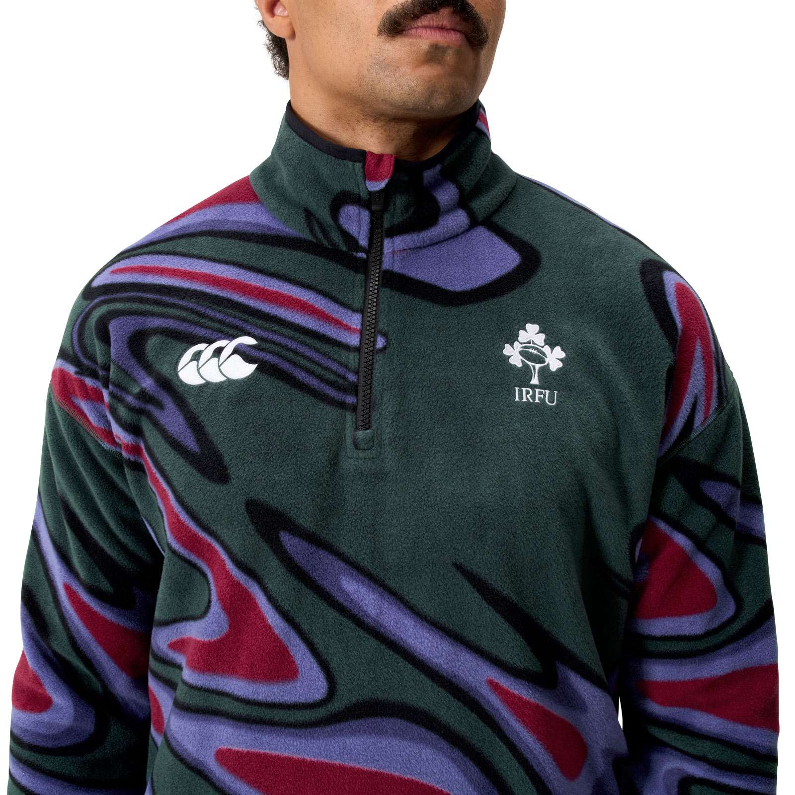 Canterbury Ireland IRFU Rugby Unisex Half-Zip Retro Fleece - Image 4