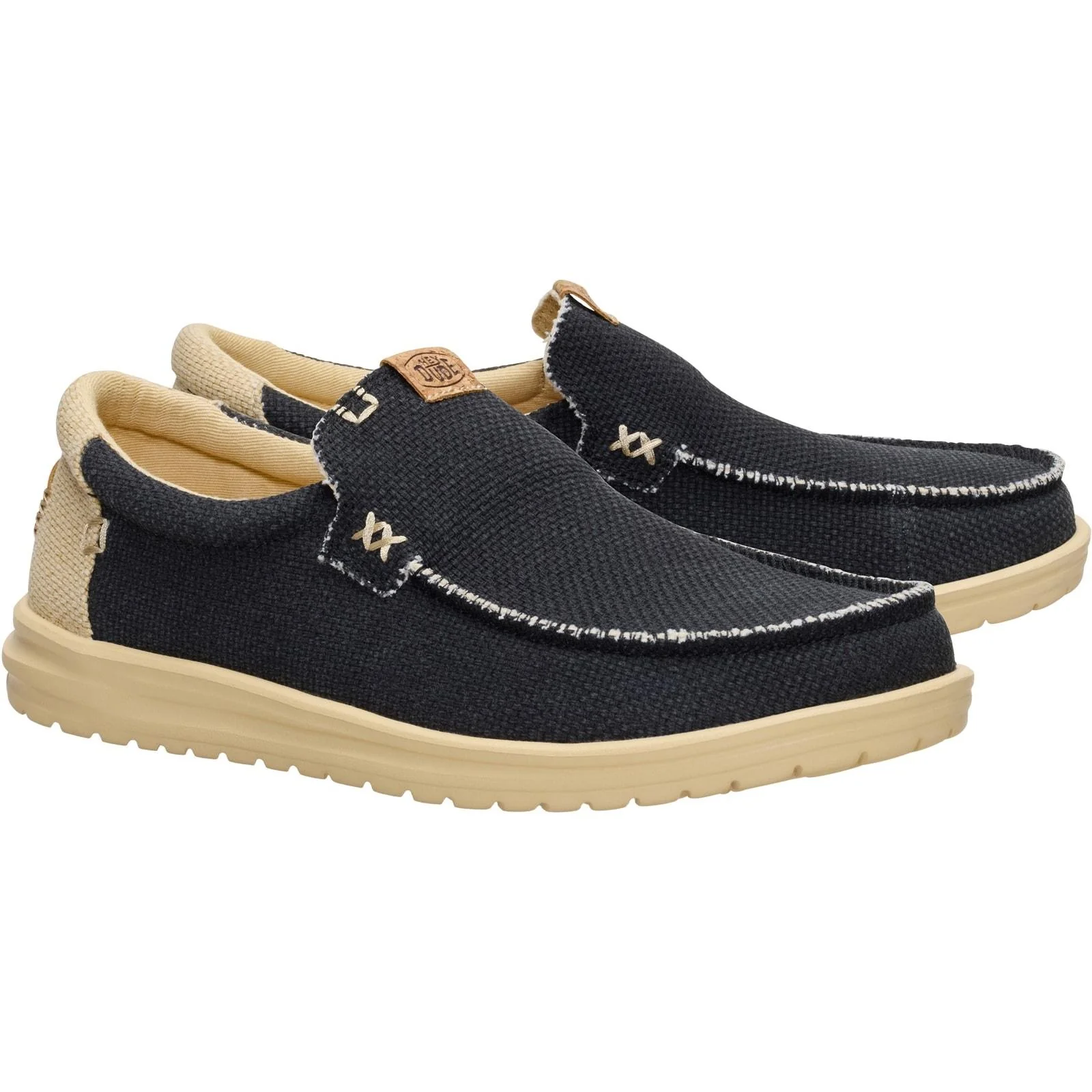 HEYDUDE Mens Mikka Braided Black/Boulder Tan - Image 6