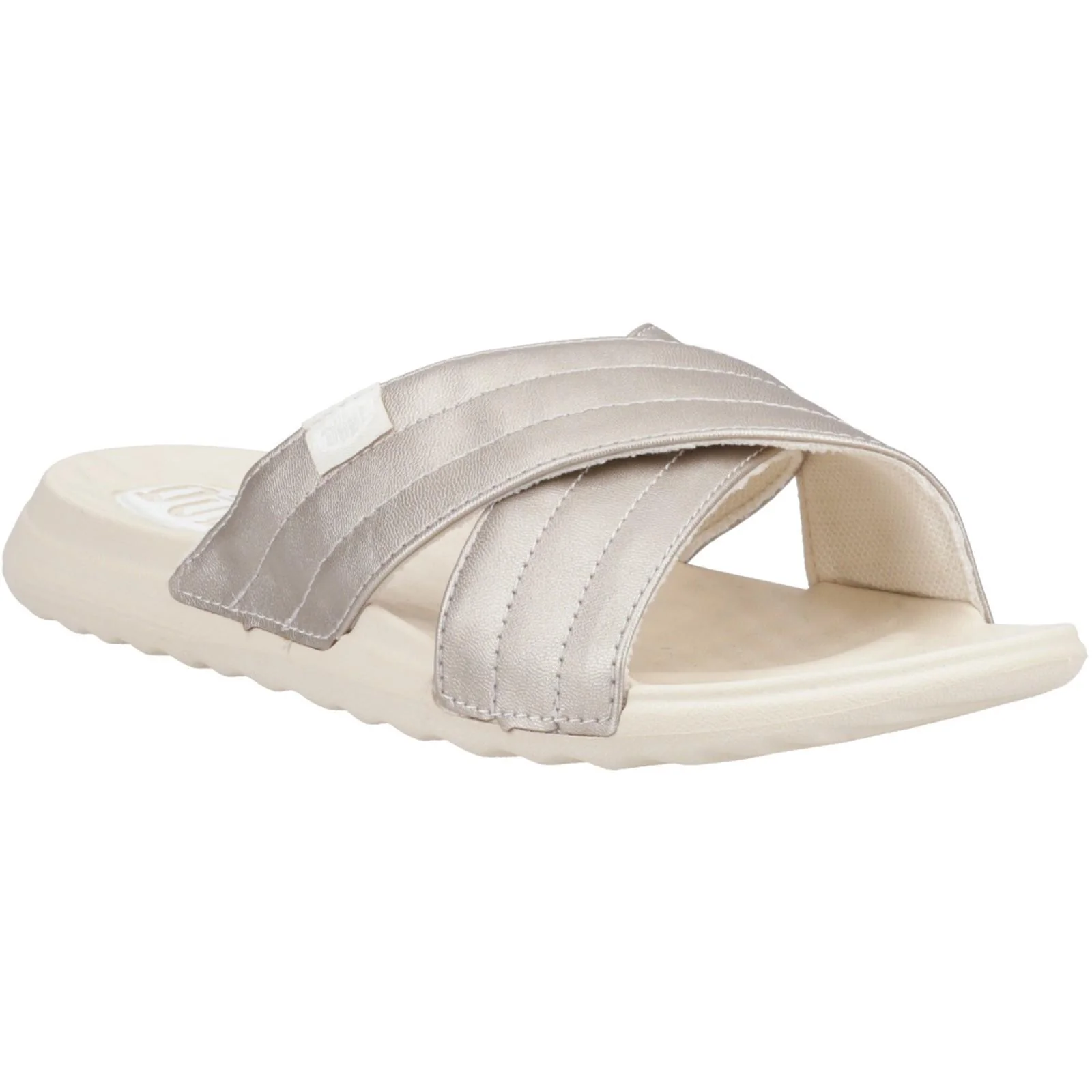 HEYDUDE Womens Christi Slide Distressed Sandal Metallic - Image 4