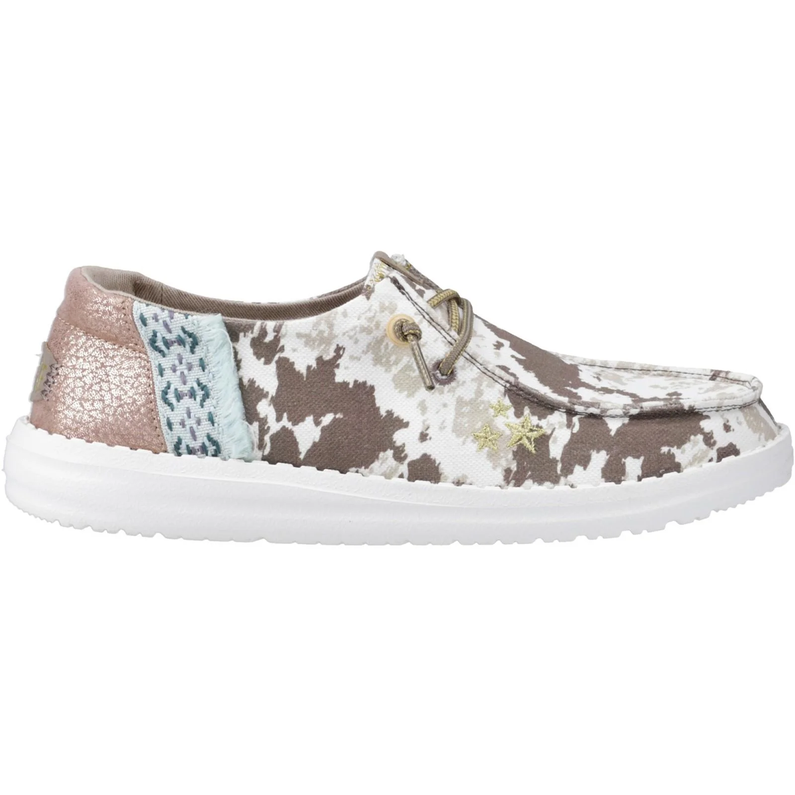HEYDUDE Womens Wendy Disco Cow Shoes Tan
