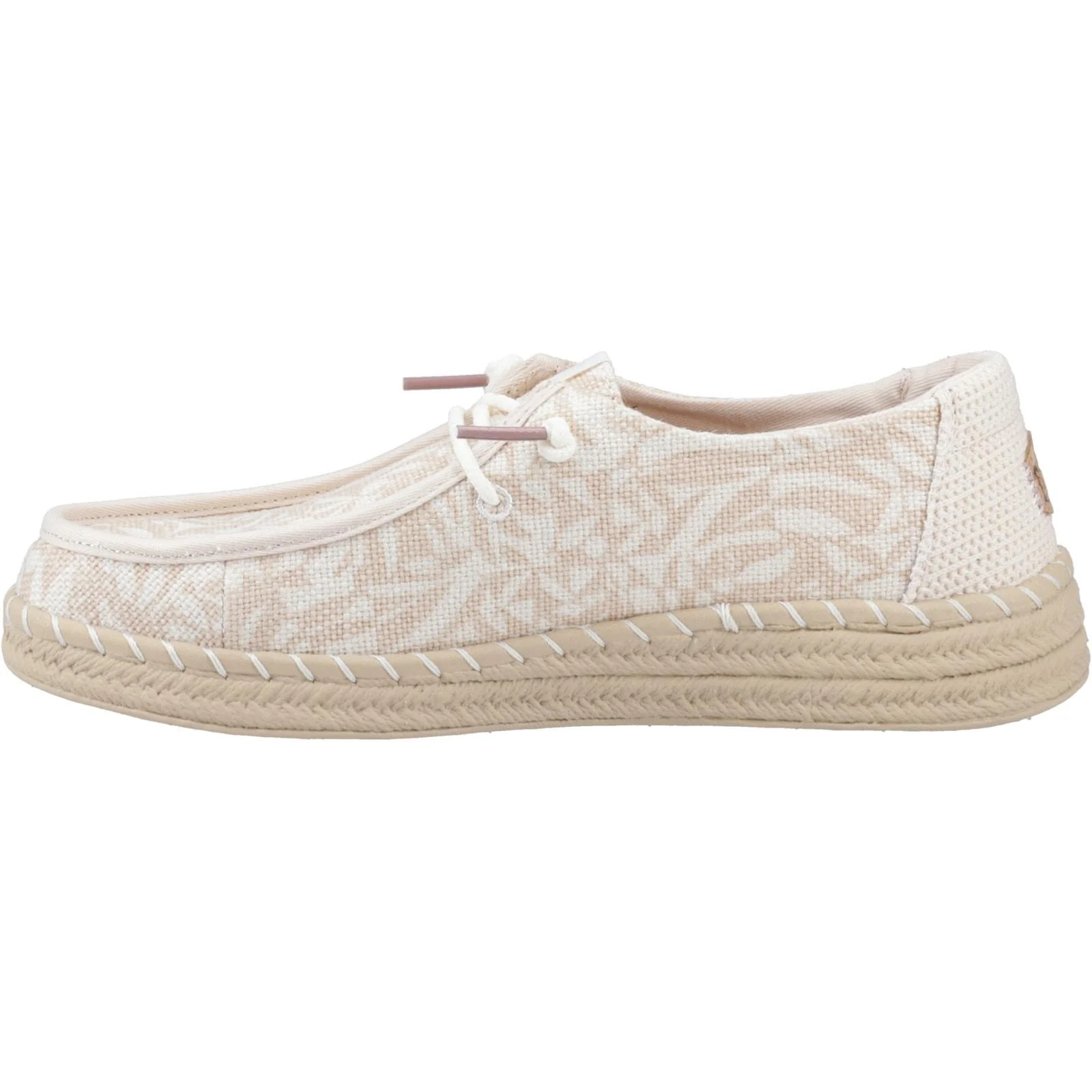 HEYDUDE Womens Wendy Espadrille Retro Palm Shoes Pale Pink/White - Image 2