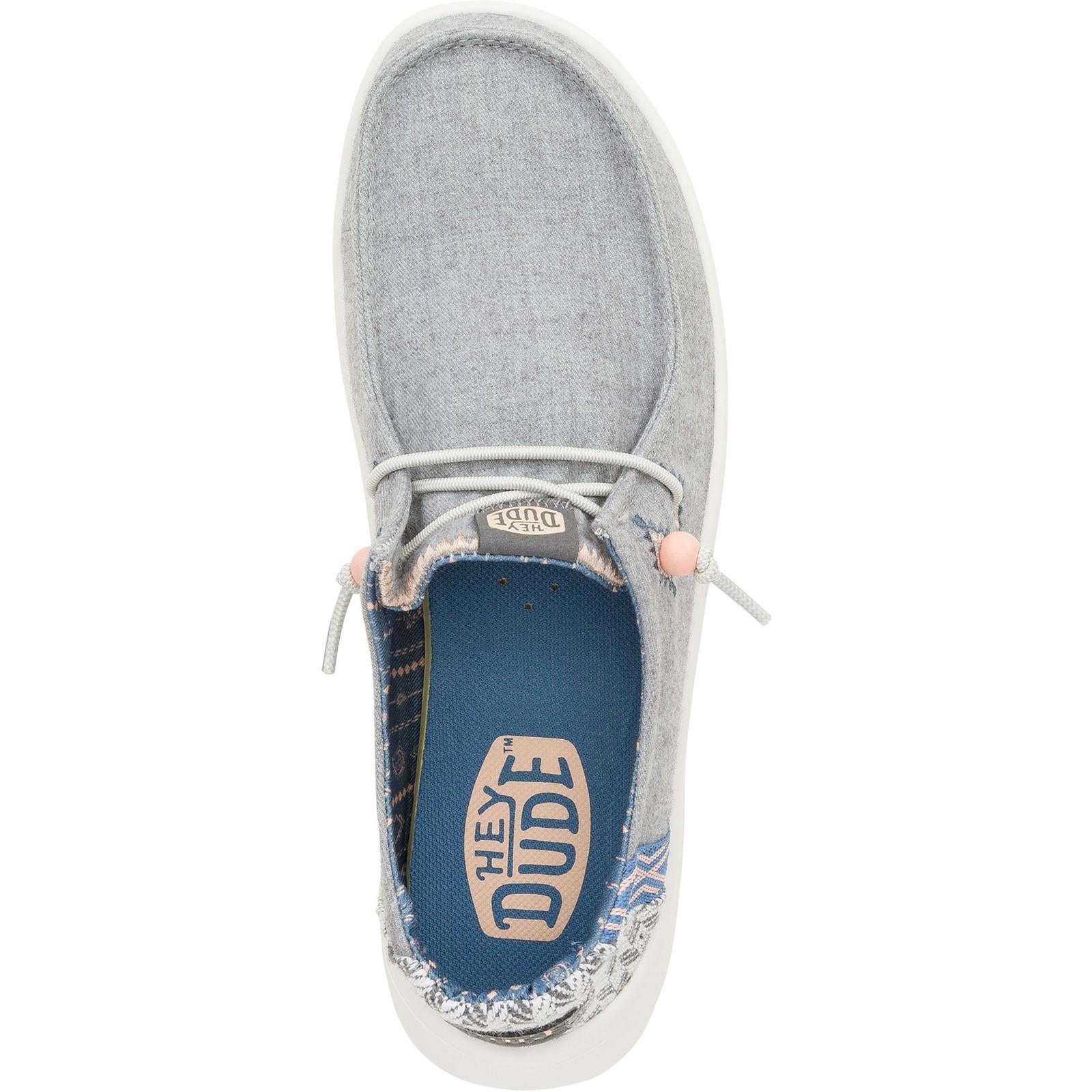 HEYDUDE Womens Wendy Peak Chambray Woven Shoes Grey - Image 4