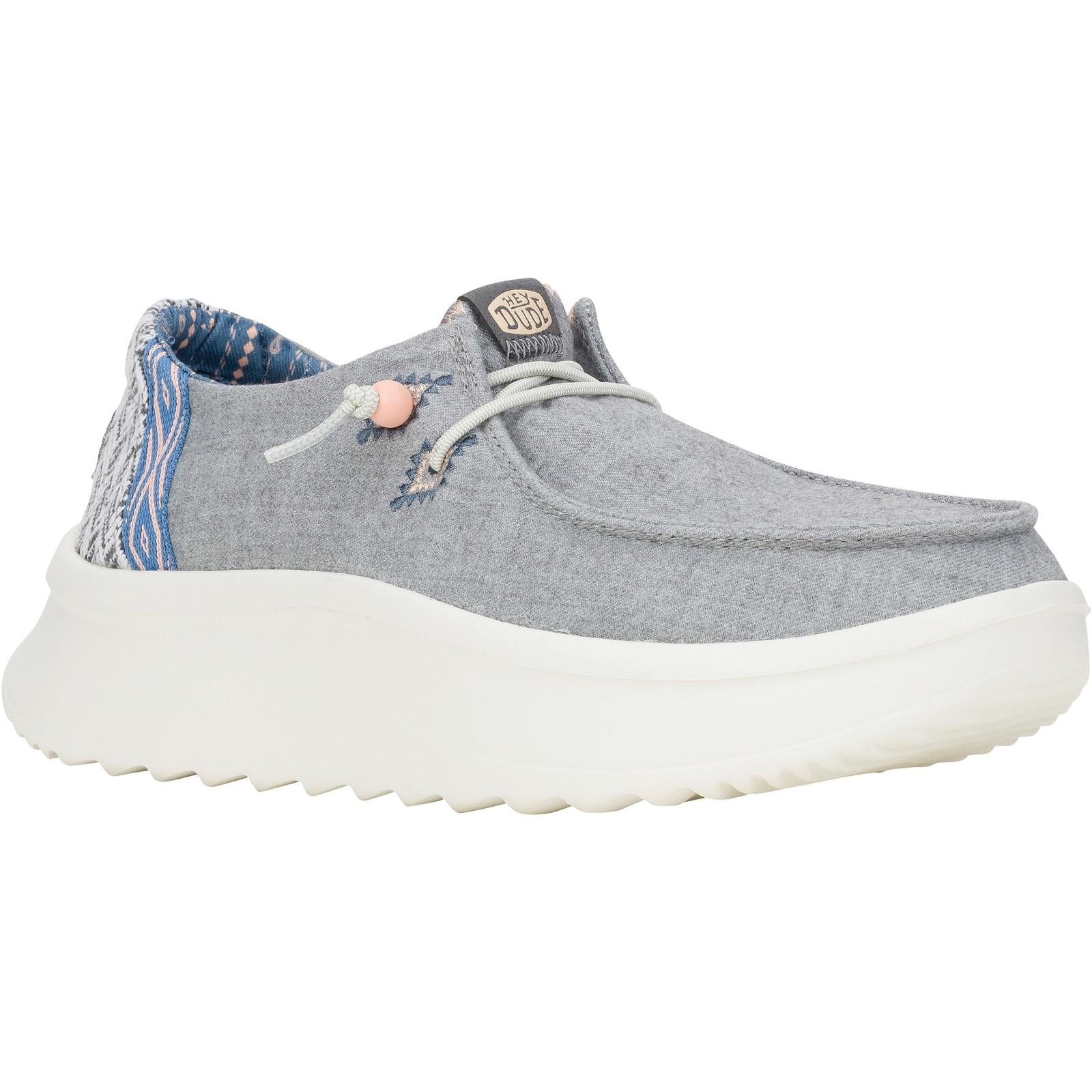HEYDUDE Womens Wendy Peak Chambray Woven Shoes Grey - Image 6