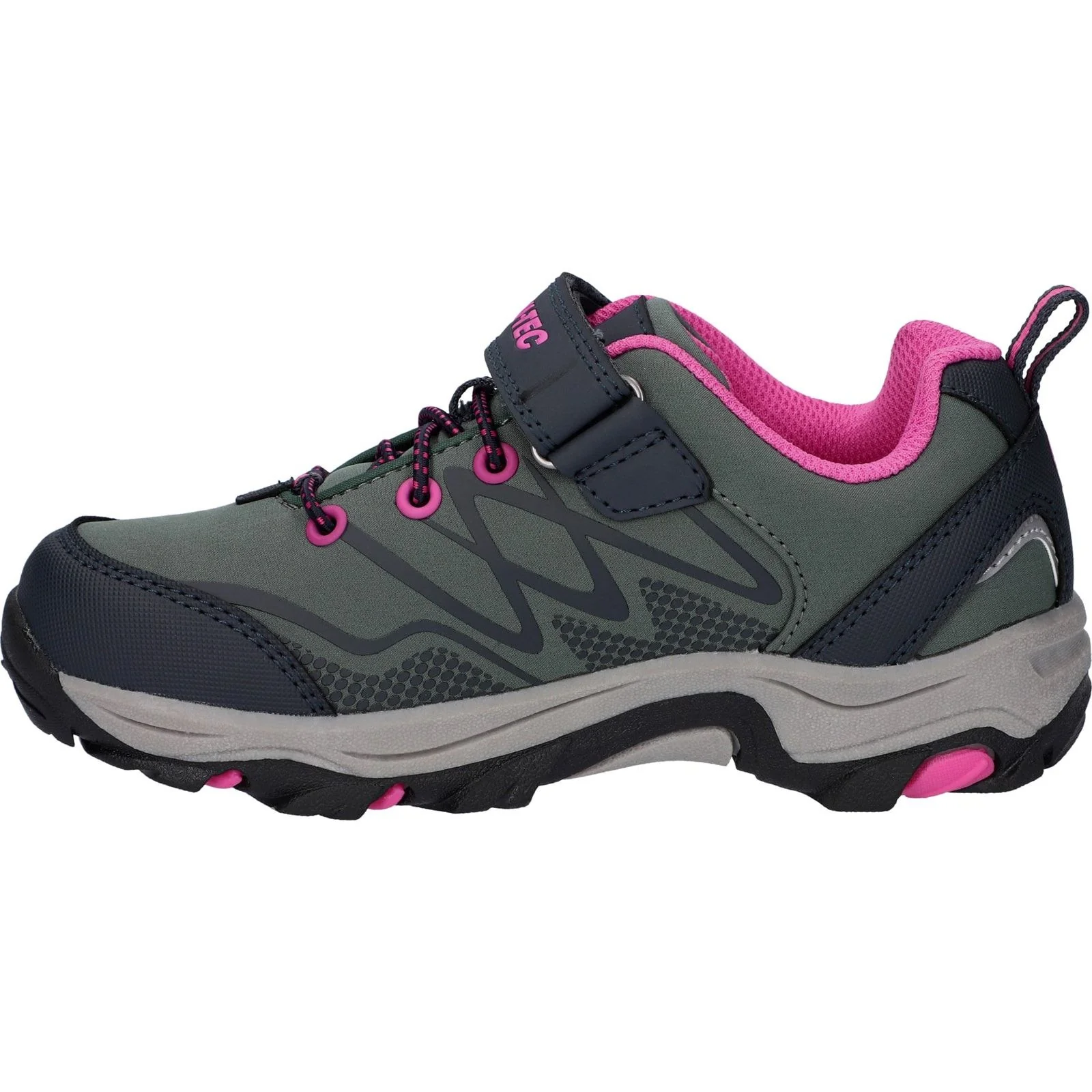 Hi-Tec Junior Girls Blackout Low Boots Dark Forest/India Ink/Pink - Image 2