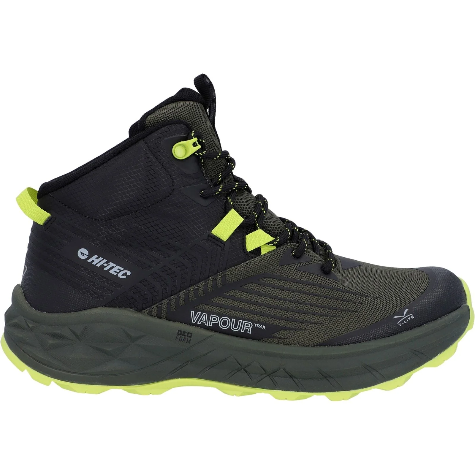 Hi-Tec Mens Fuse Trail Mid WP Trainers Black/Olive