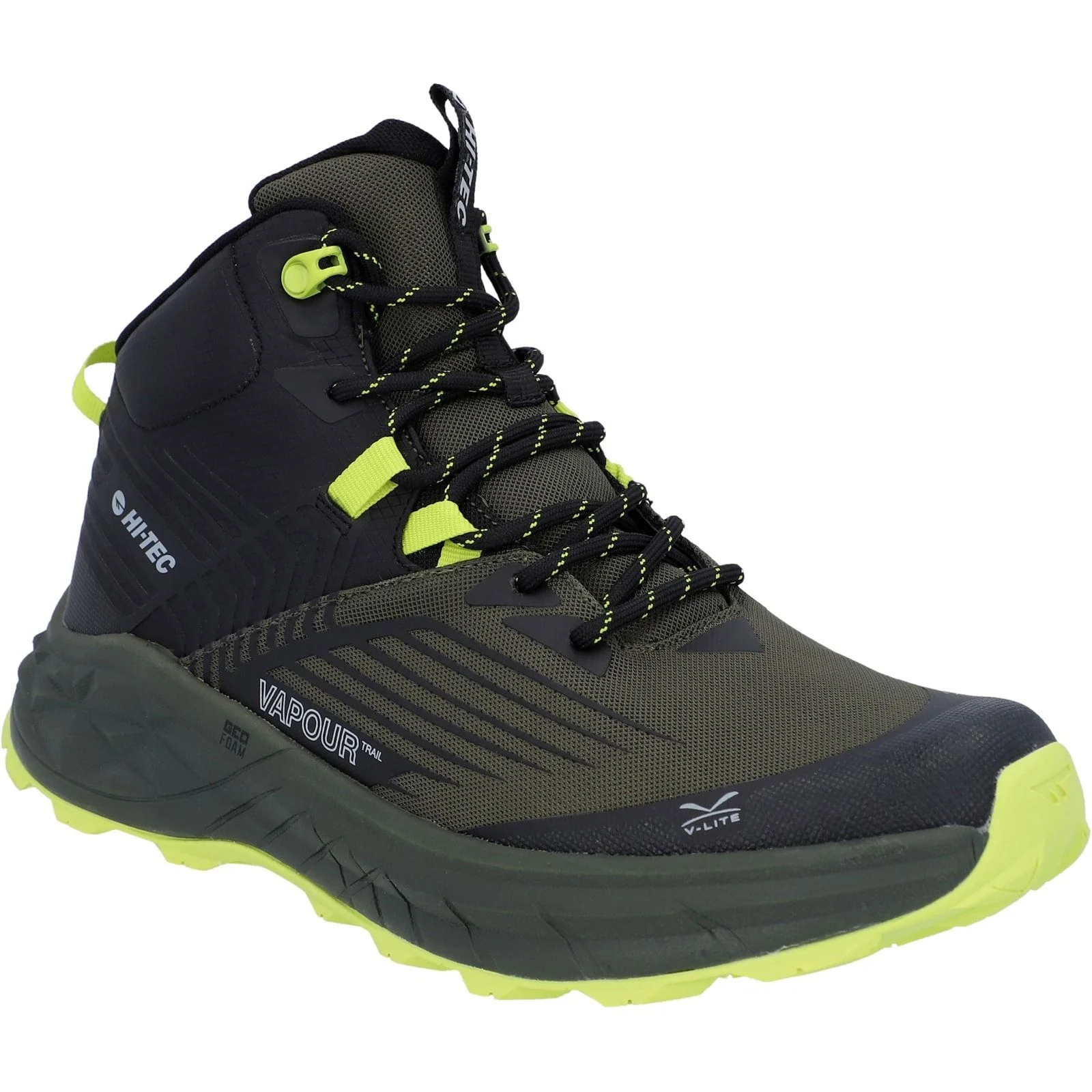Hi-Tec Mens Fuse Trail Mid WP Trainers Black/Olive - Image 6
