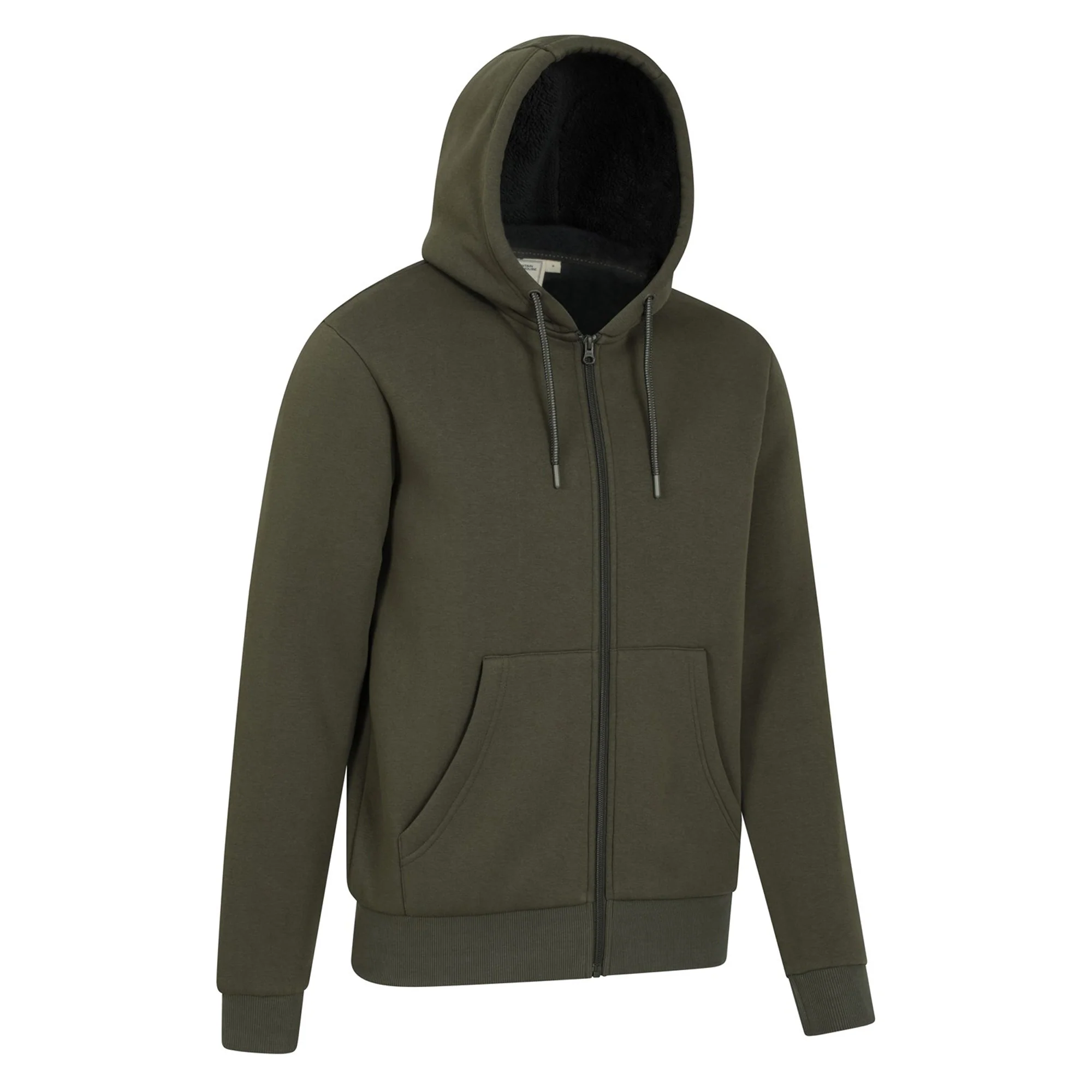 Mountain Warehouse Mens Dalton Borg Lined Full Zip Hoodie Dark Khaki - Image 3