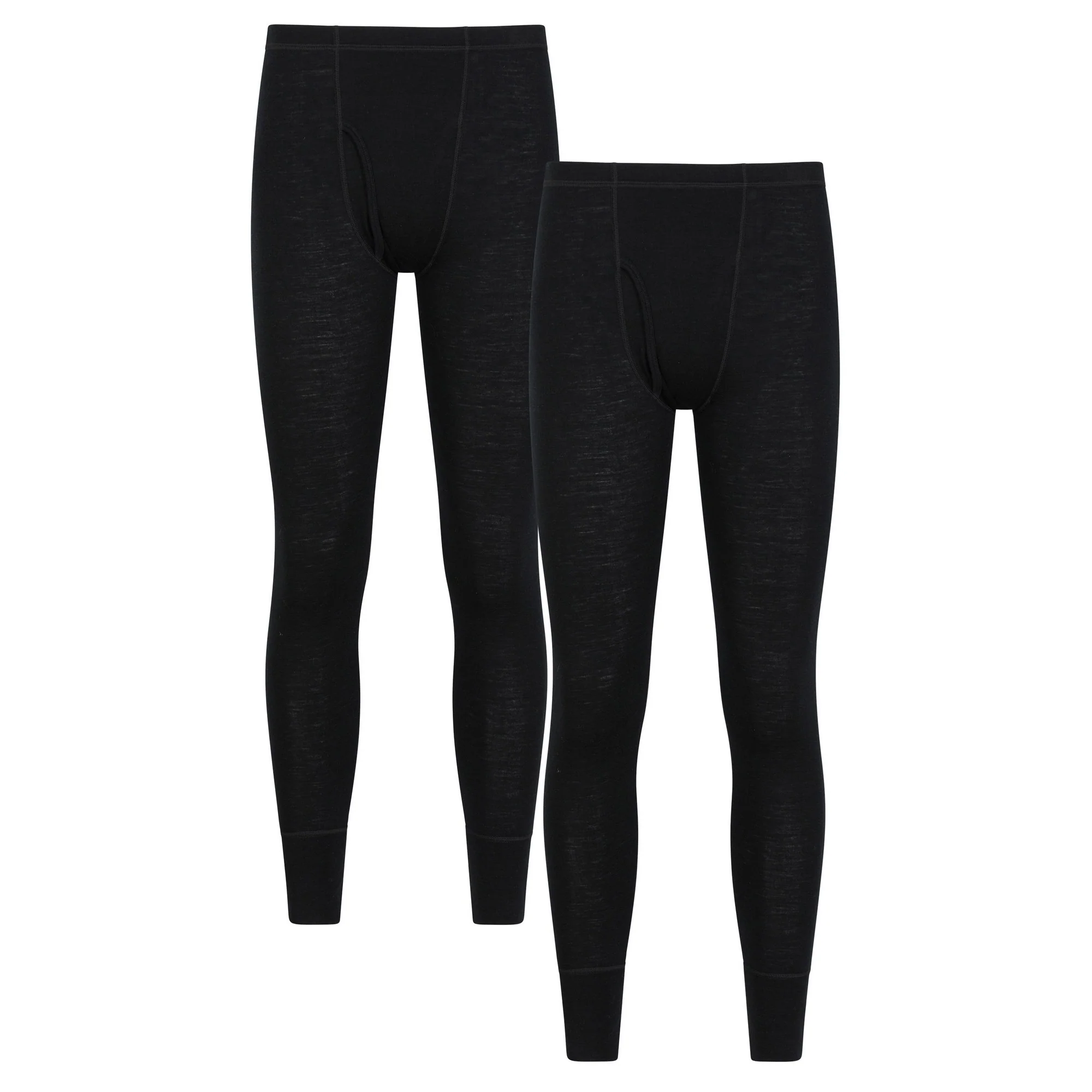 Mountain Warehouse Mens Merino Wool Base Layer Bottoms (Pack of 2) Black