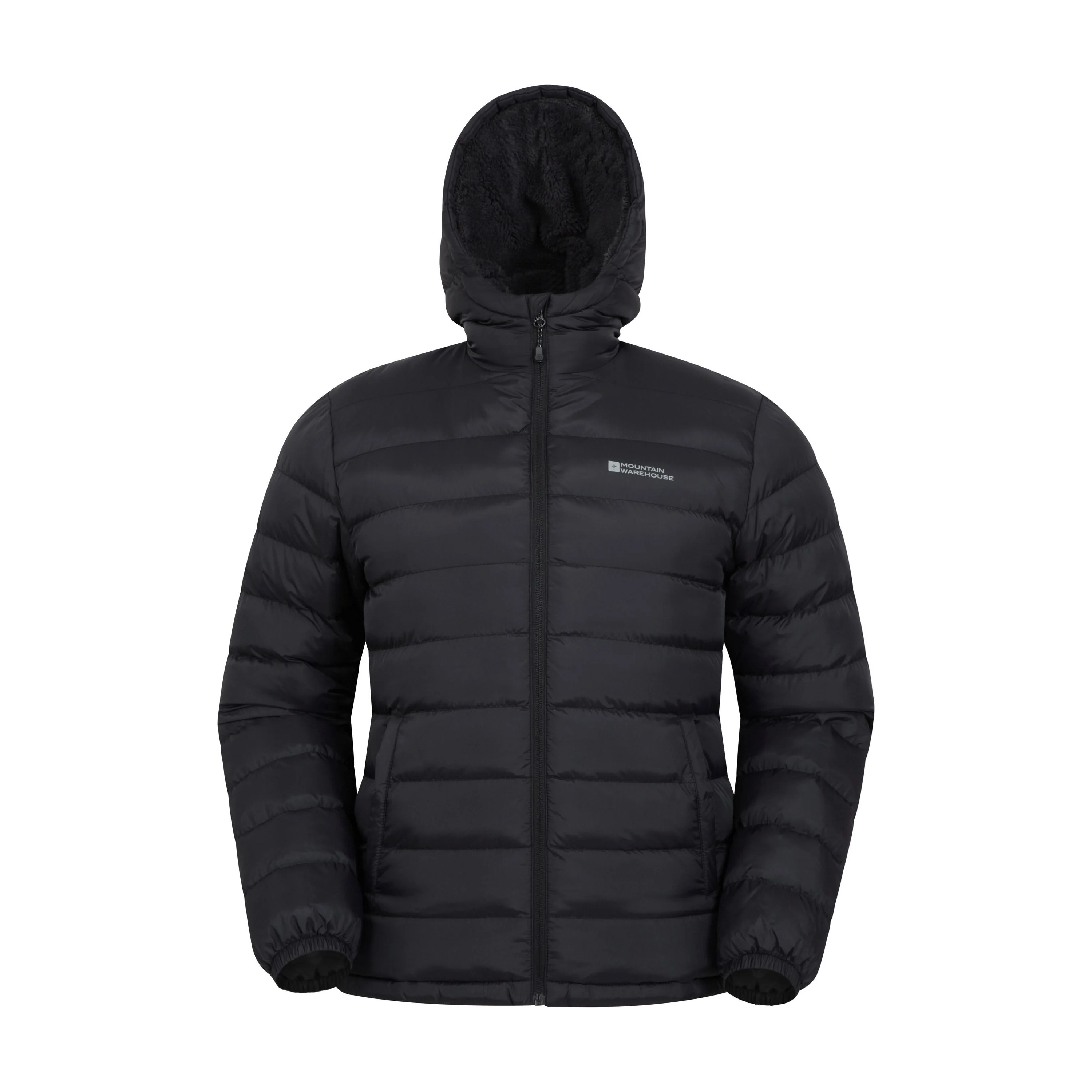 Mountain Warehouse Mens Seasons Faux Fur Lined Padded Jacket Black