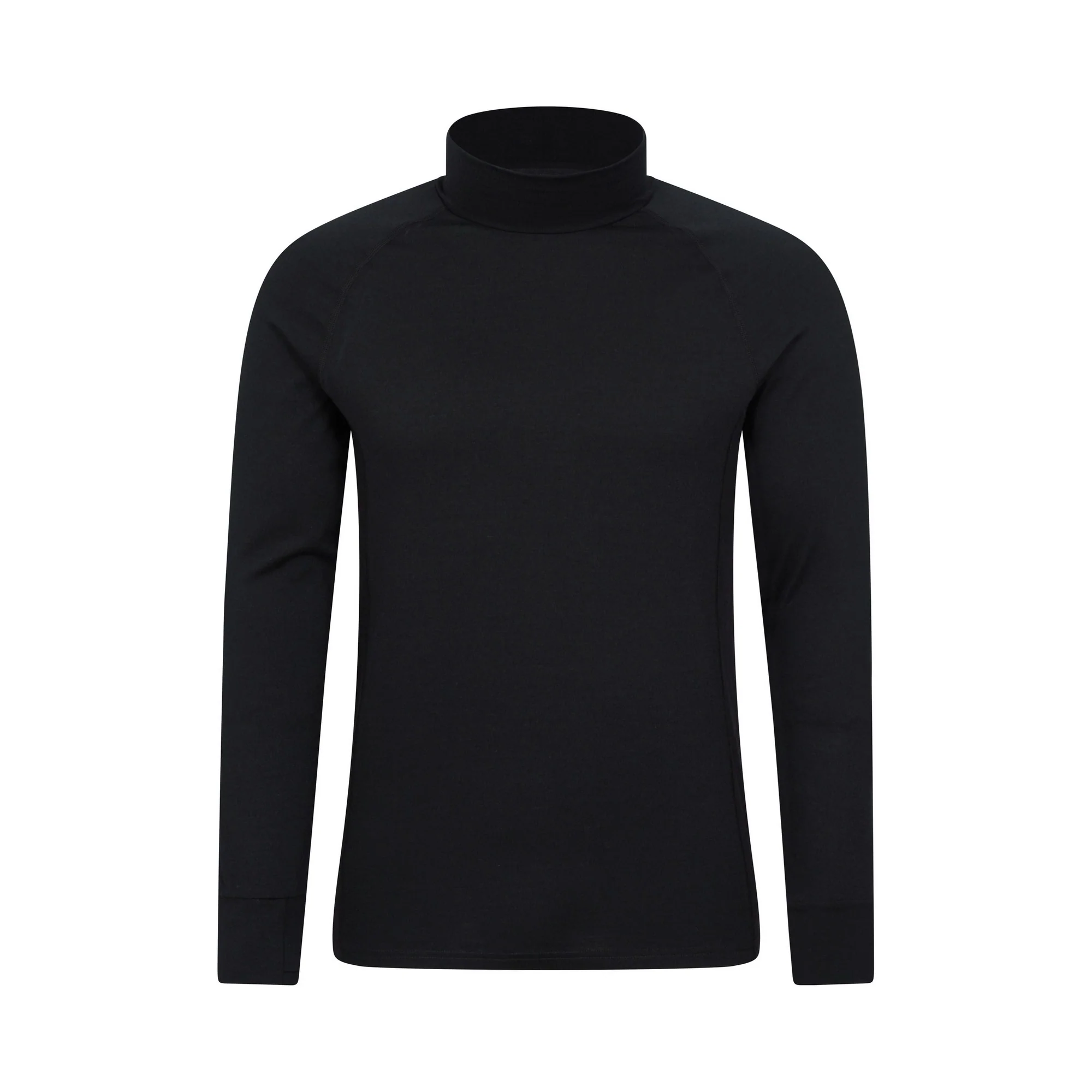 Mountain Warehouse Mens Summit Merino Wool Funnel Neck Thermal Top Black