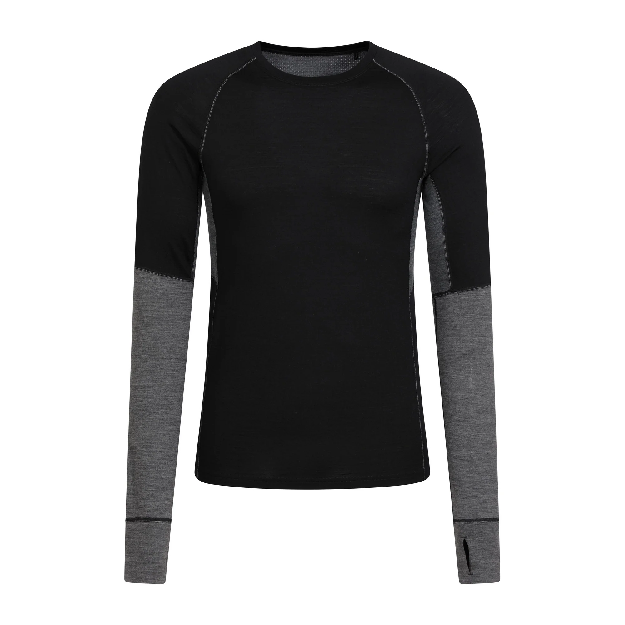 Mountain Warehouse Mens Ultra Merino Wool Round Neck Base Layer Top Black