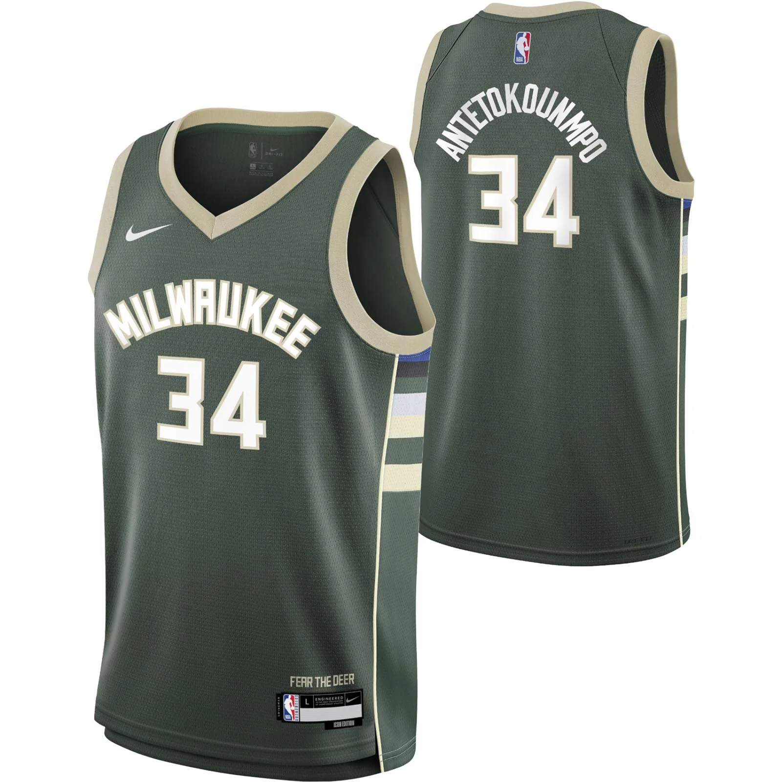 Nike NBA Bucks Giannis 34 Kids Icon Jersey - Image 3