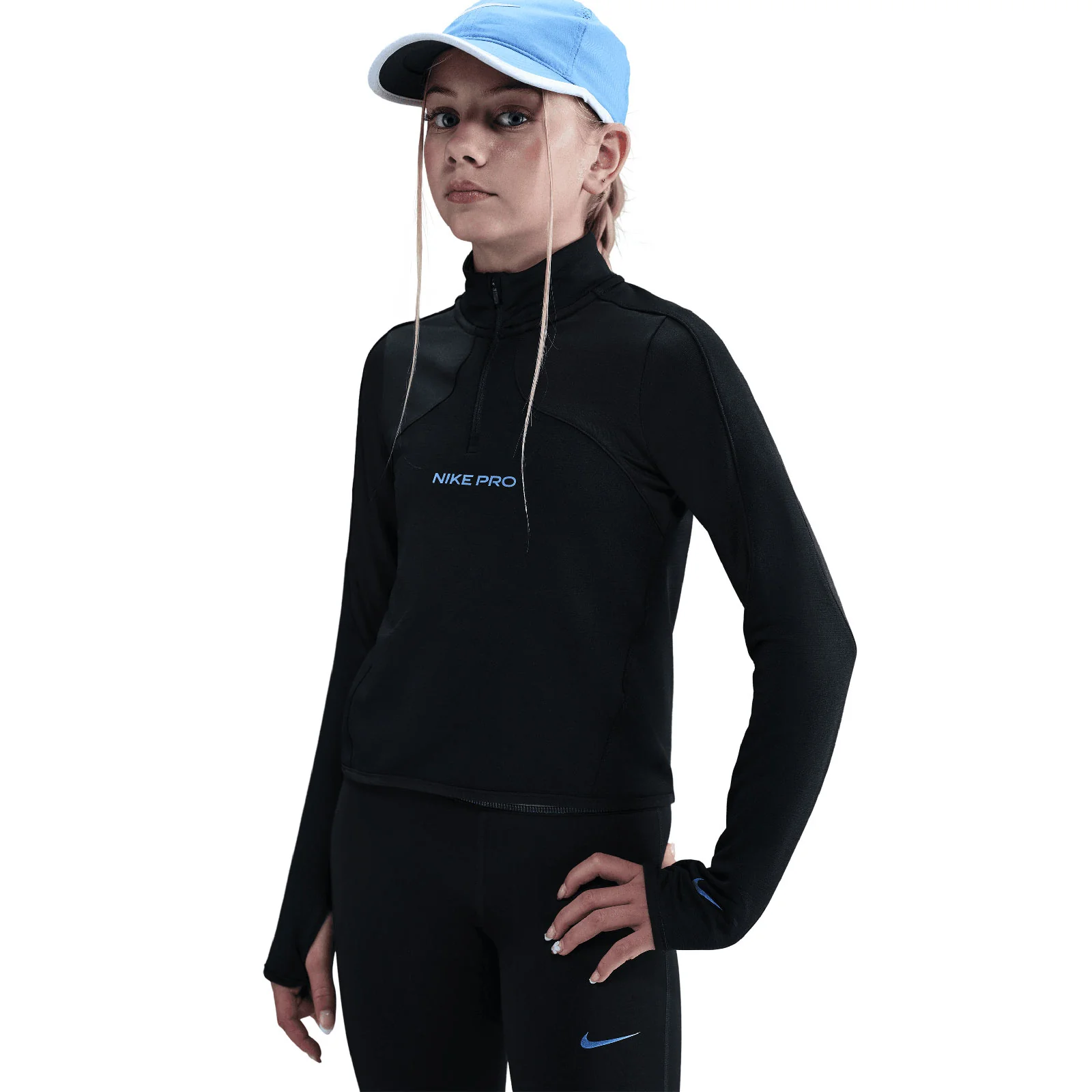 Nike Pro Kids (Girls) Therma-FIT Half-Zip Long-Sleeve Top