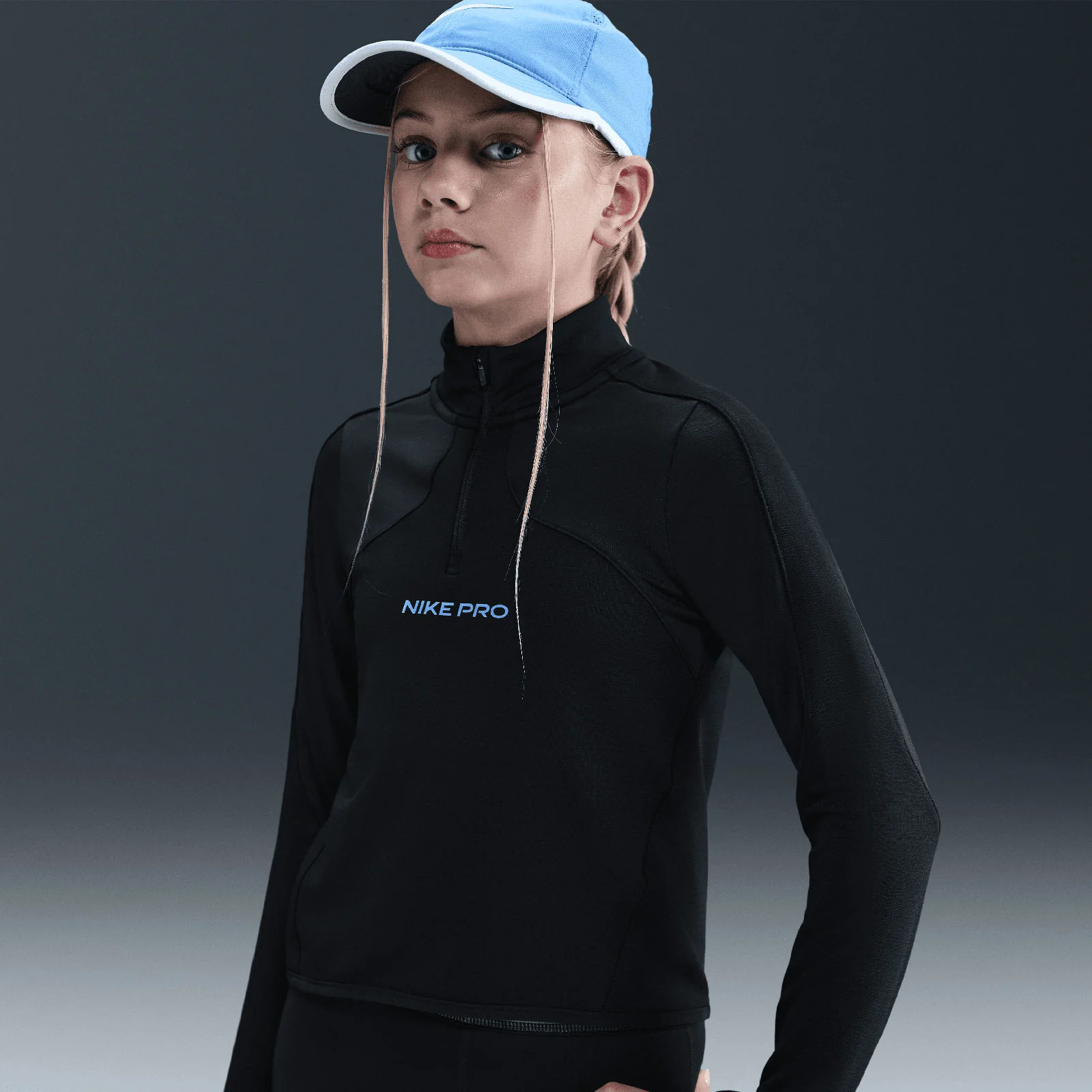Nike Pro Kids (Girls) Therma-FIT Half-Zip Long-Sleeve Top - Image 3