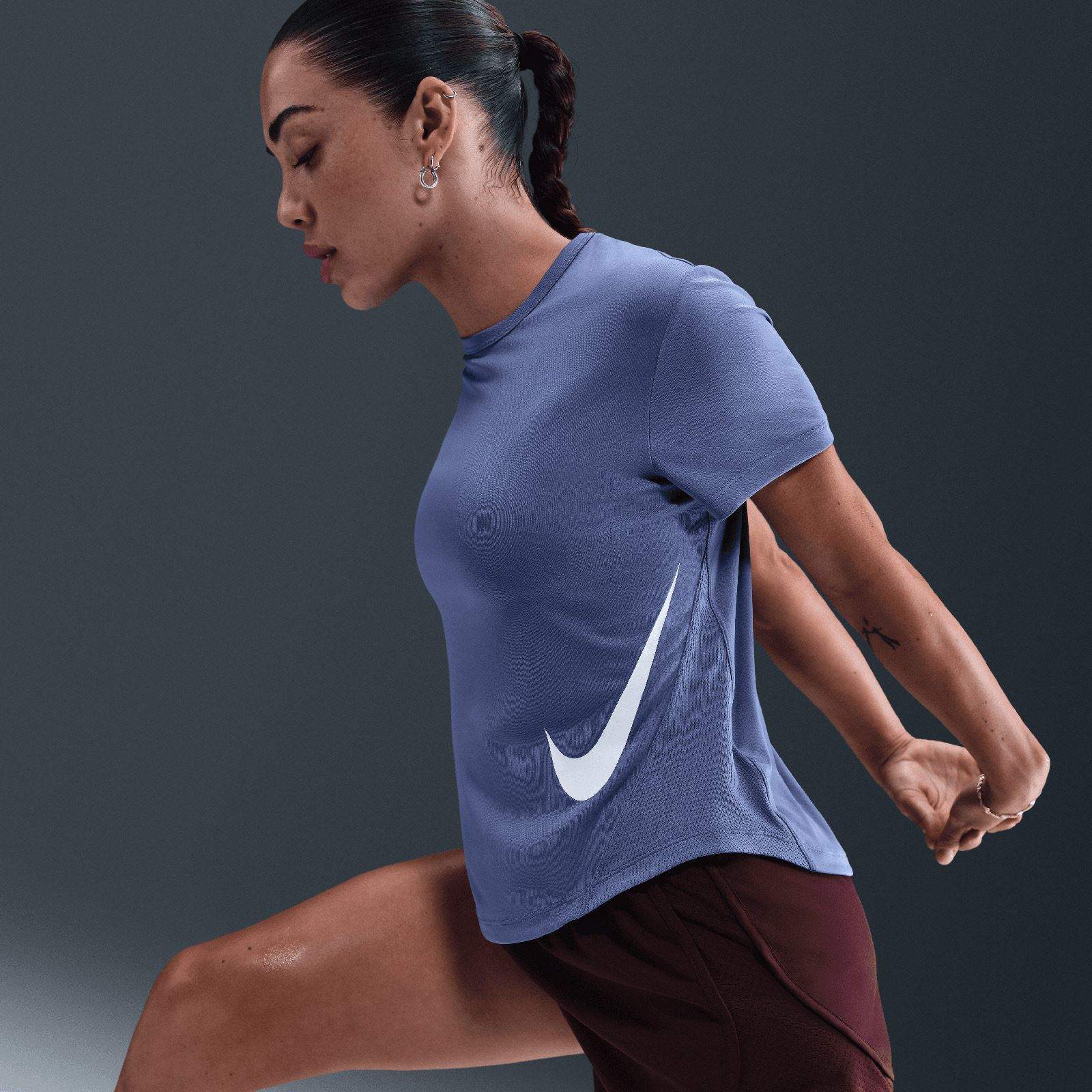 Nike Tempo Swoosh Run Womens Dri-FIT Short-Sleeve Running Top - Image 4