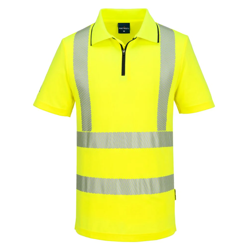 Portwest KX3 Sport Hi-Vis Zip Polo Shirt S/S Yellow
