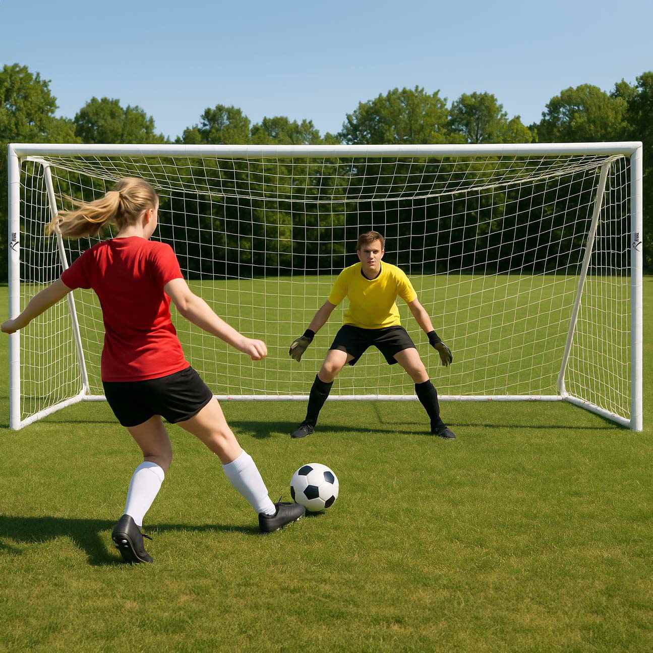 Rival 12ft x 6ft Outdoor PVC Football Goal - Image 2