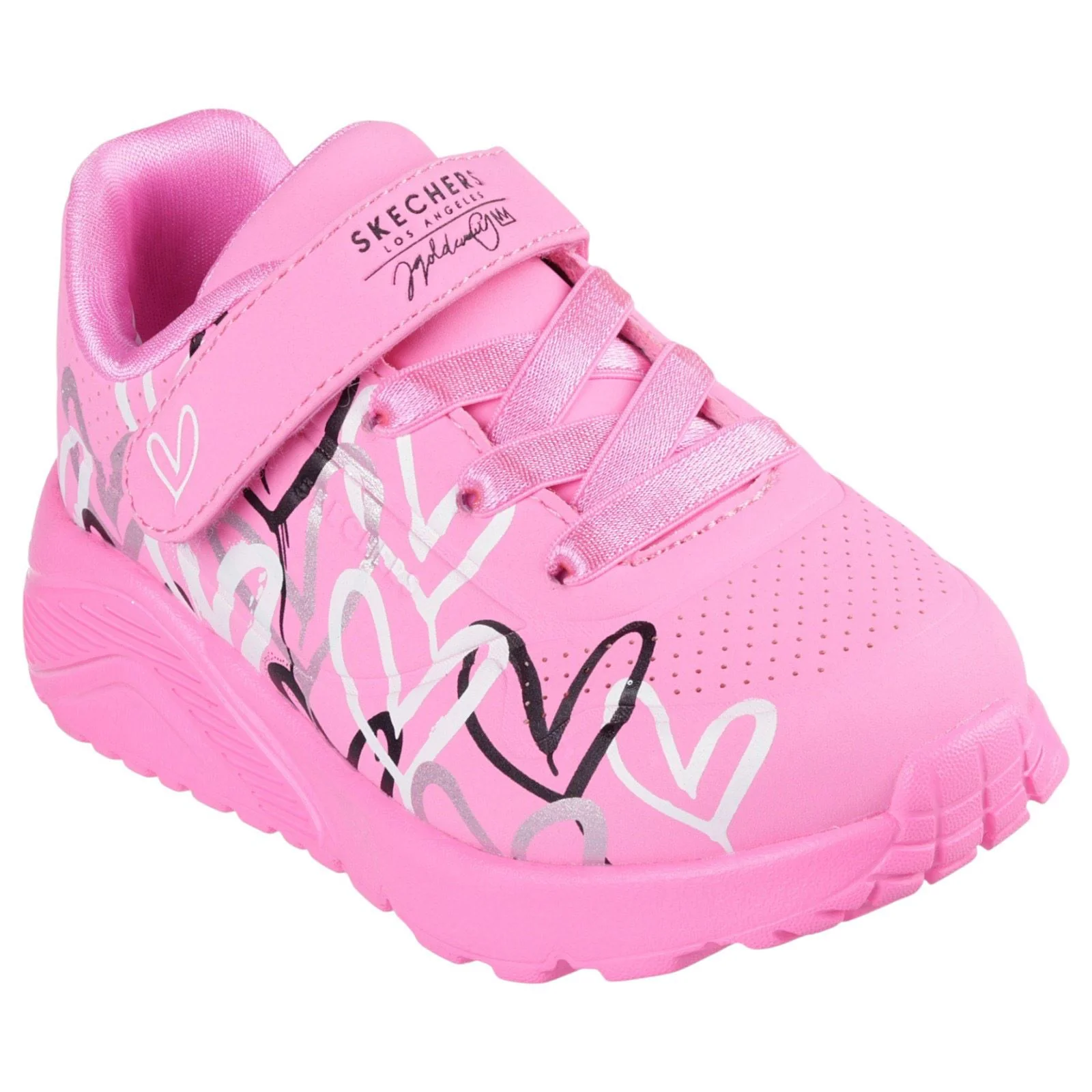 Skechers Uno Lite Love Levitate Girls Goldcrown Graffiti Hearts Gore And Strap Sneaker - Image 5