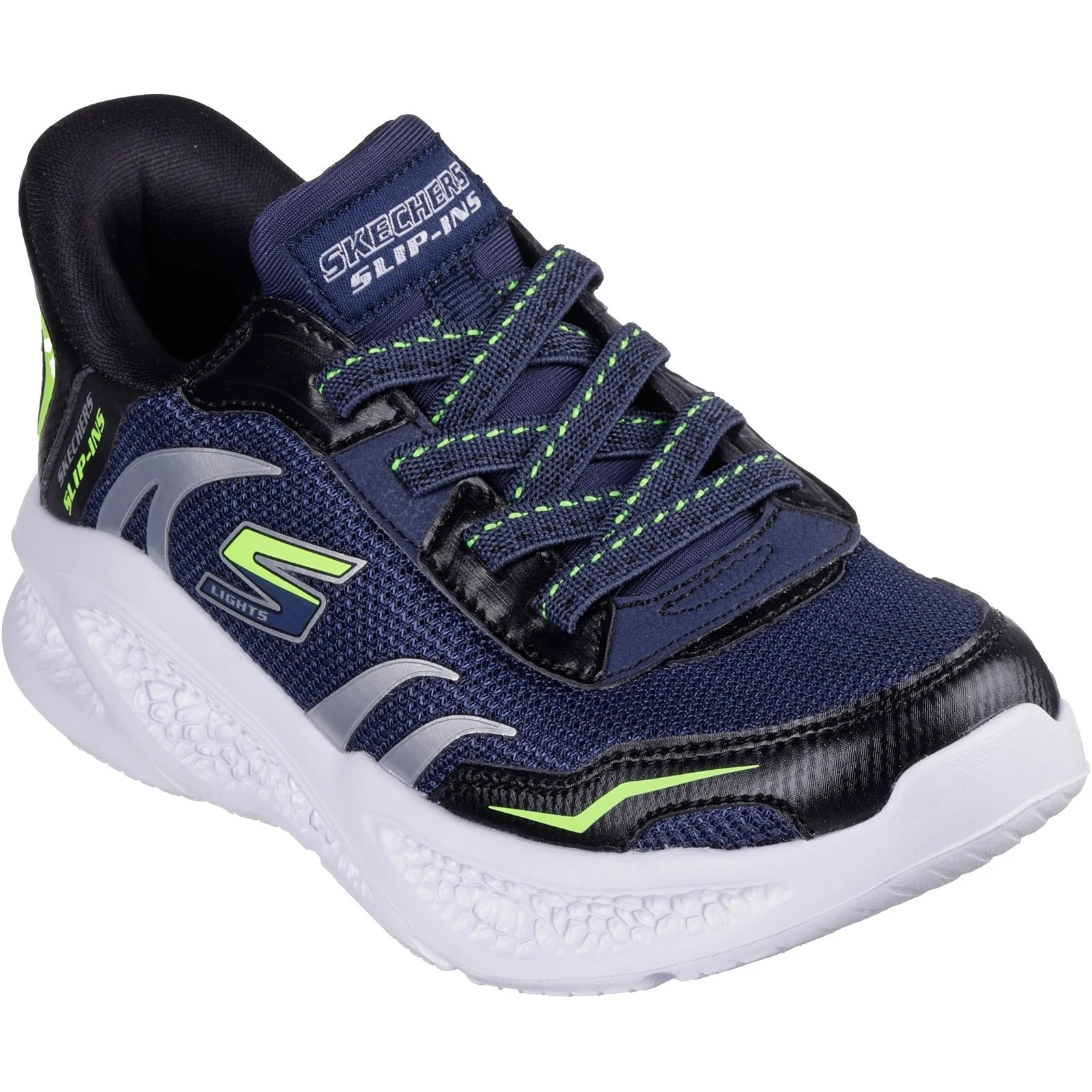 Skechers Junior Boys Meteor-Lights Brisk-Beams Trainers Navy/Black