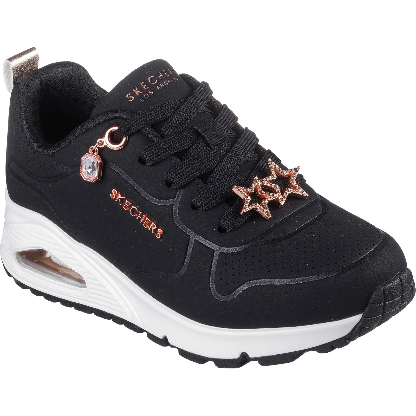 Skechers Junior Girls Black/Rose Gold
