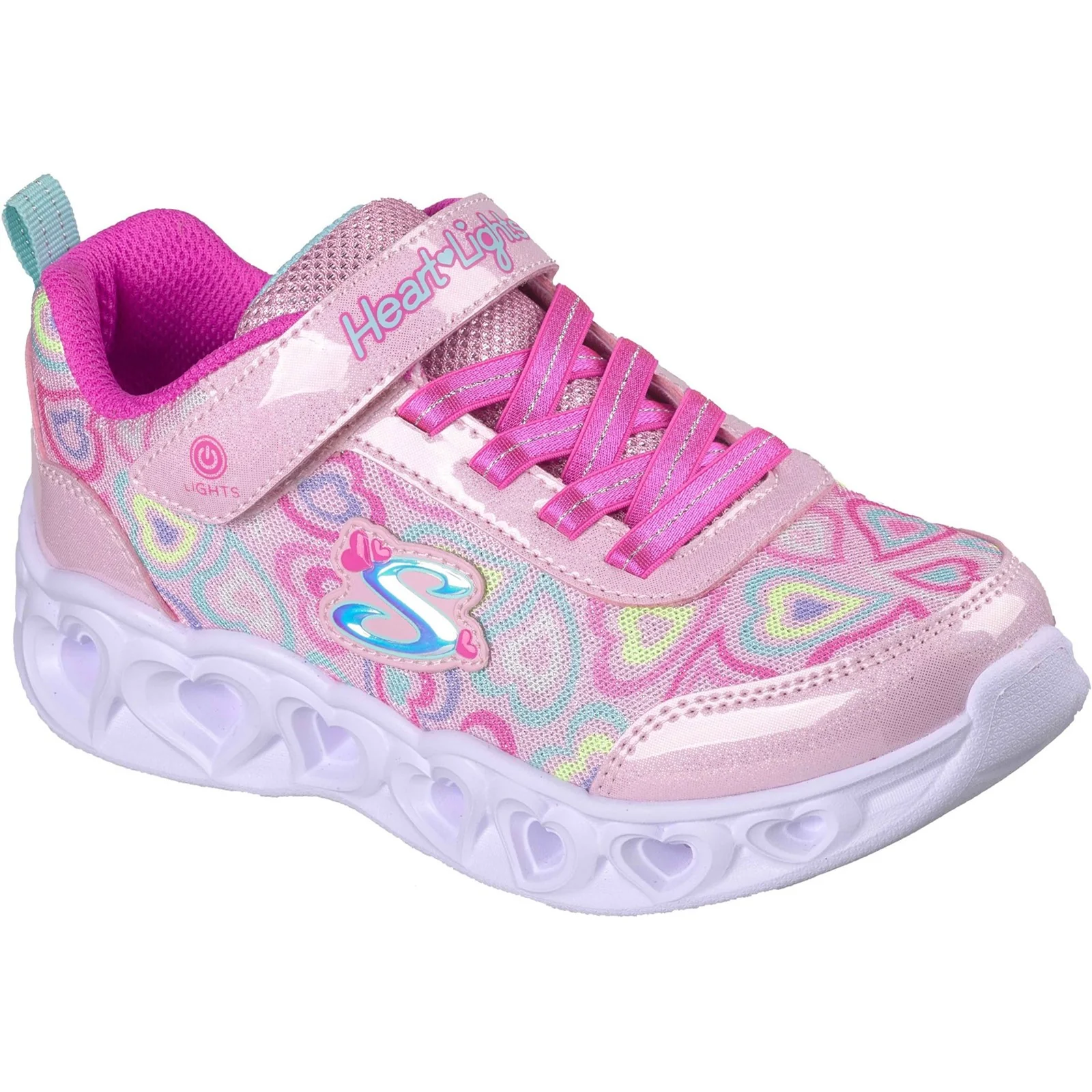 Skechers Junior Girls Heart Lights Boogie Love Trainers Light Pink/Multi