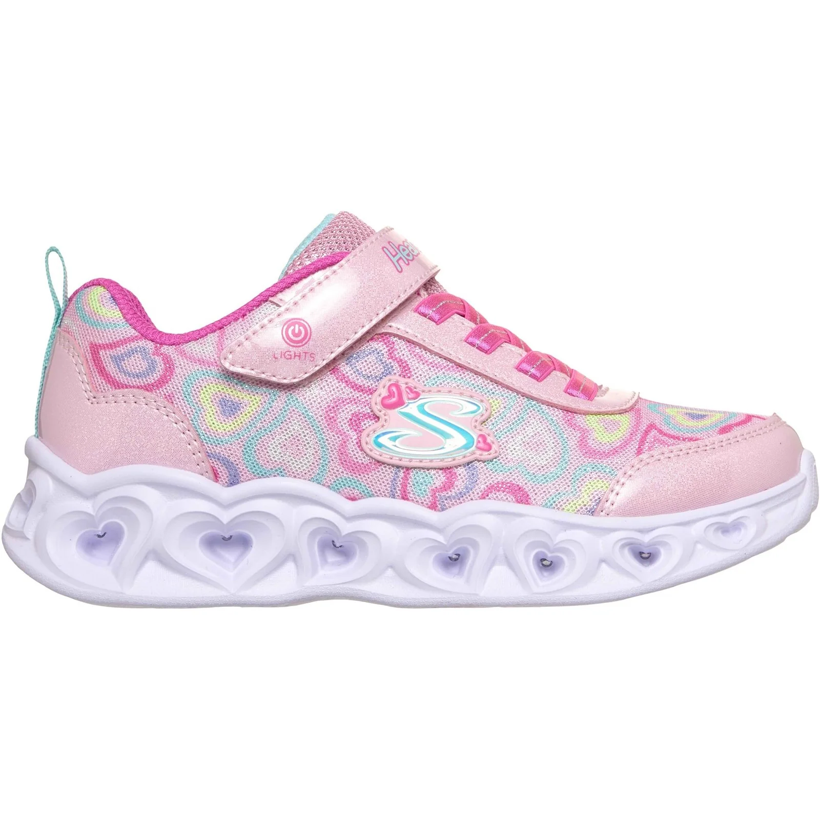 Skechers Junior Girls Heart Lights Boogie Love Trainers Light Pink/Multi - Image 4