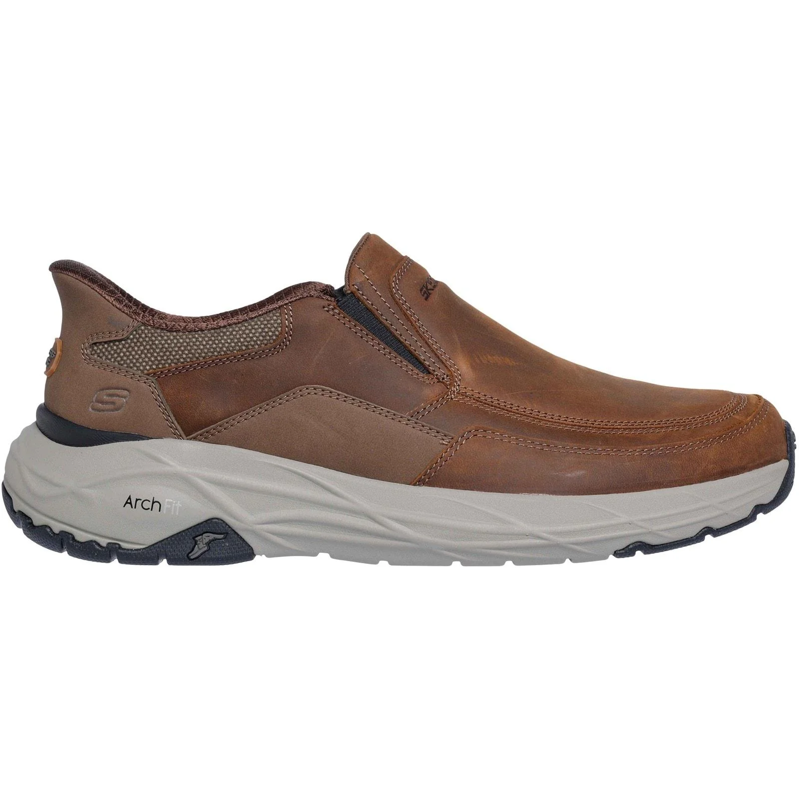 Skechers Mens Arch Fit Maverick Shoes Charcoal/Dark Brown