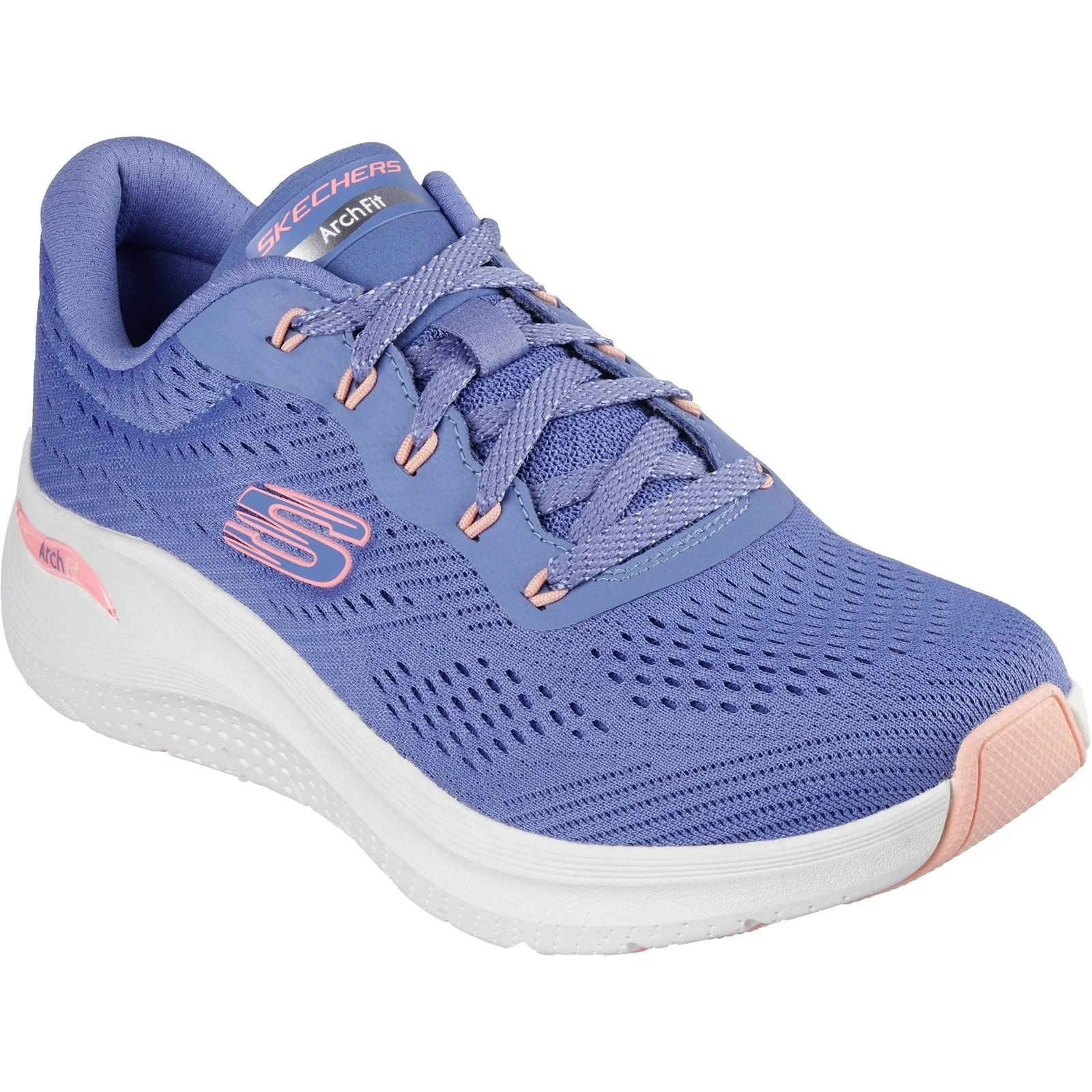 Skechers Womens Arch Fit 2.0 - Big League Trainers Blue/Pink - Image 5