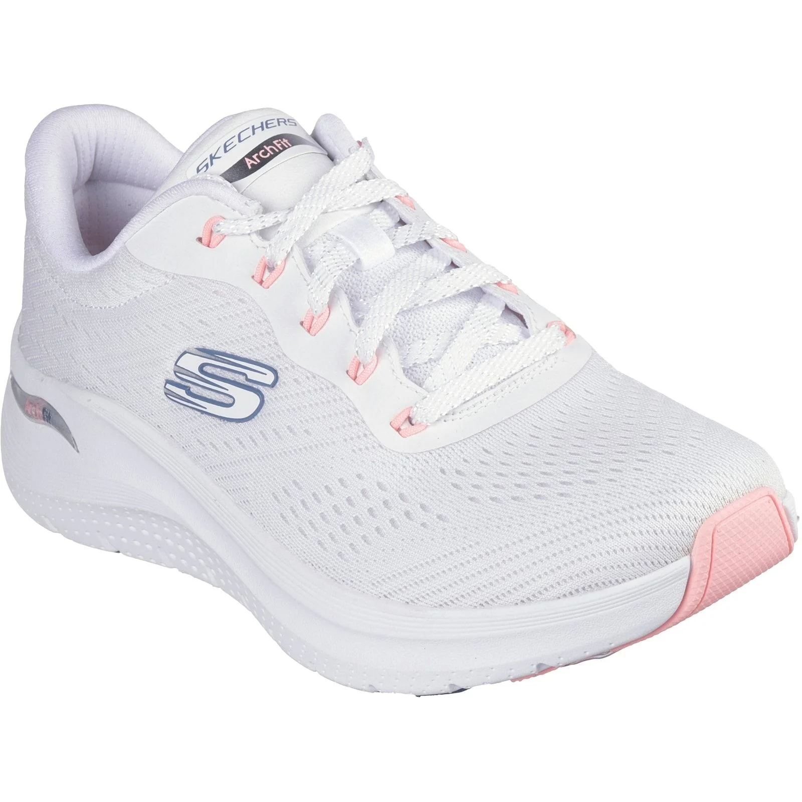 Skechers Womens Arch Fit 2.0 - Big League Trainers White/Pink/Blue - Image 5