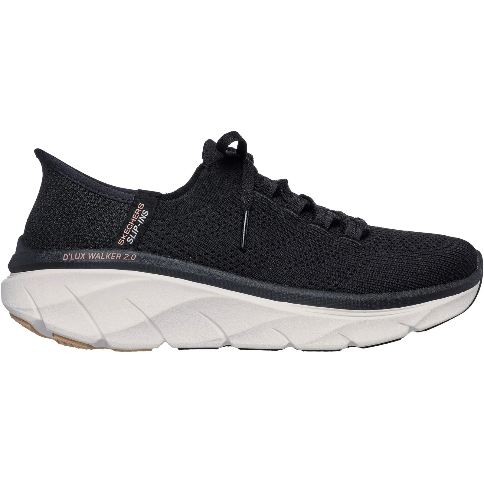 Skechers Womens D'Lux Walker 2.0 Thrill Movement Shoes Black/Tan