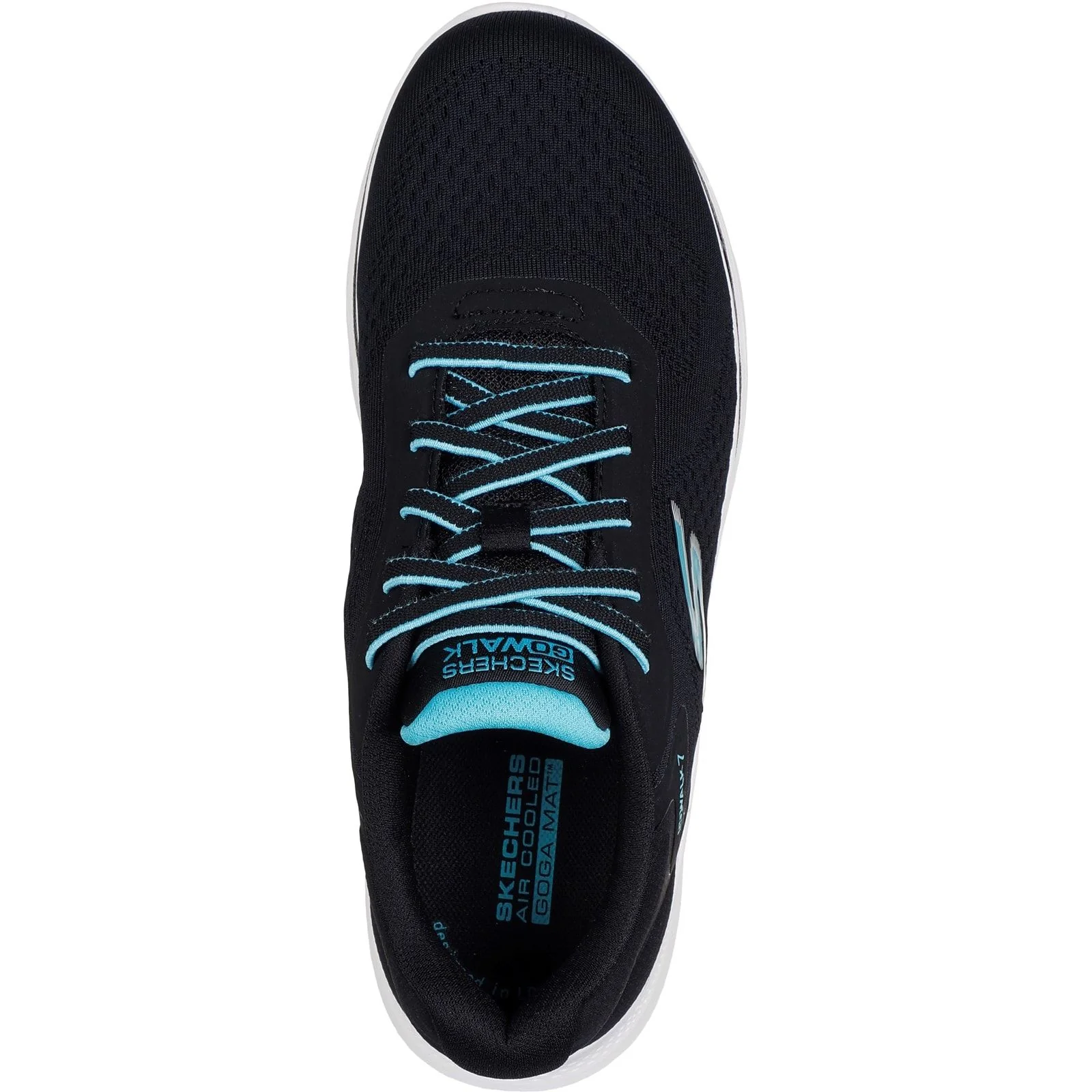 Skechers Womens GO WALK 7 - Cosmic Waves Trainers Black/Turquoise - Image 4