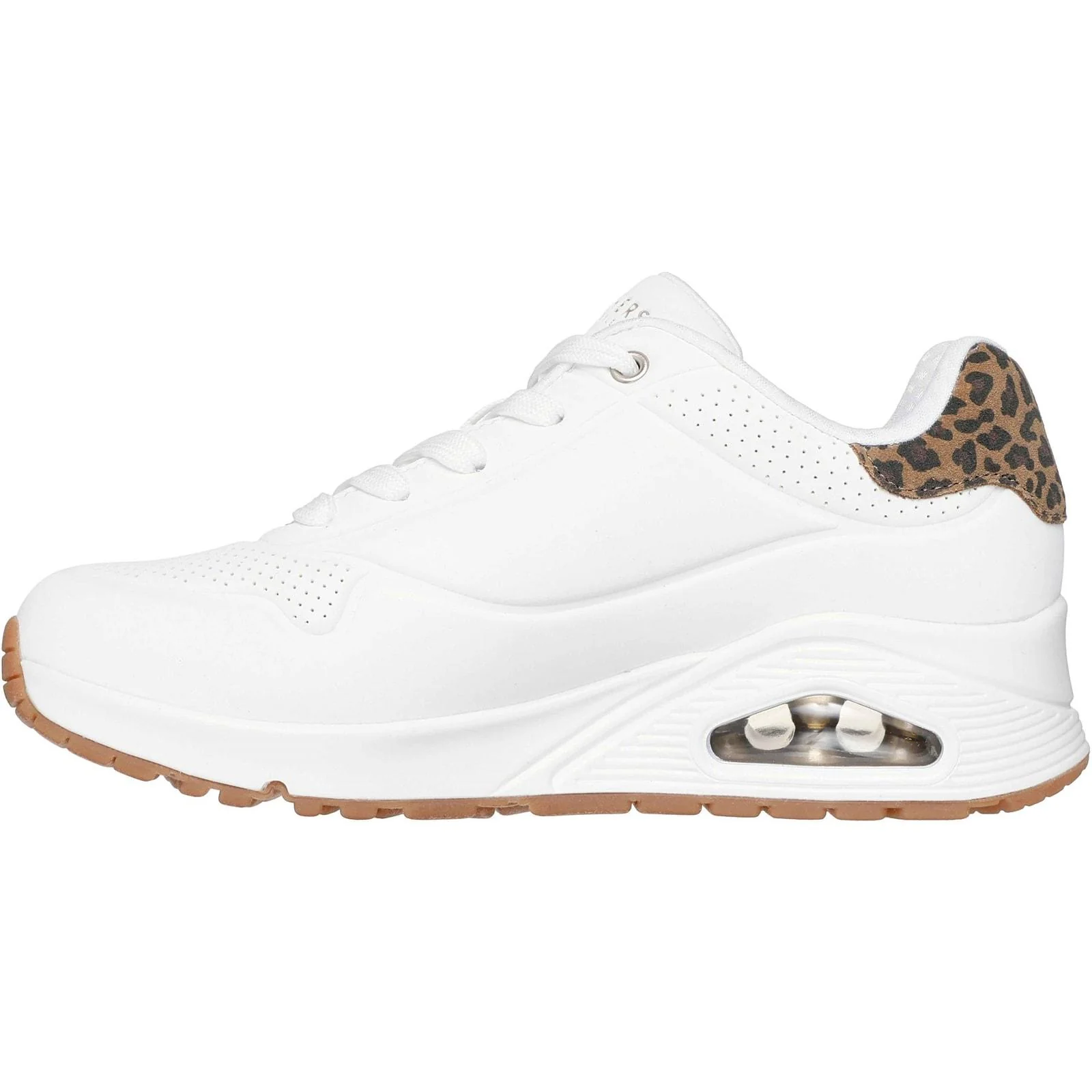 Skechers Womens UNO - Jungle Nite Trainer White/Leopard - Image 2