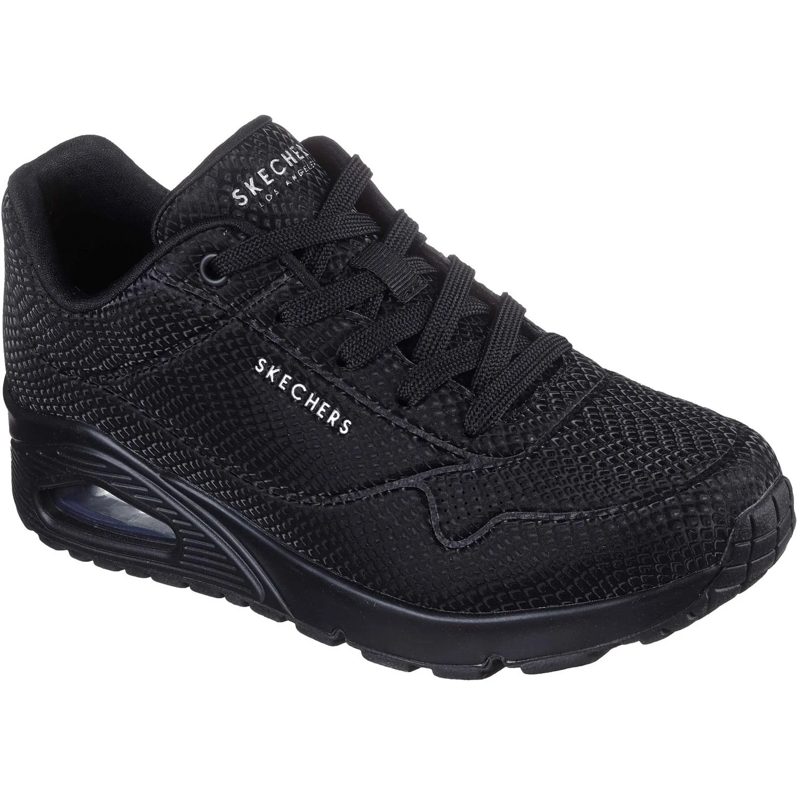 Skechers Womens UNO - Shiny Scale Trainers Black - Image 5