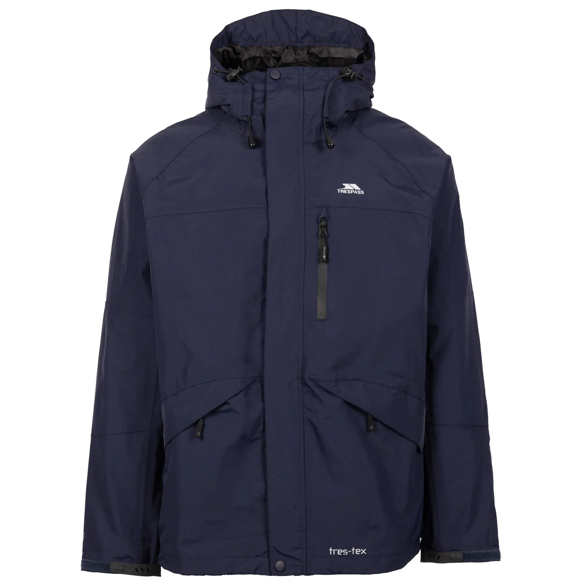Trespass Mens Corvo Hooded Full Zip Waterproof Jacket/Coat Navy