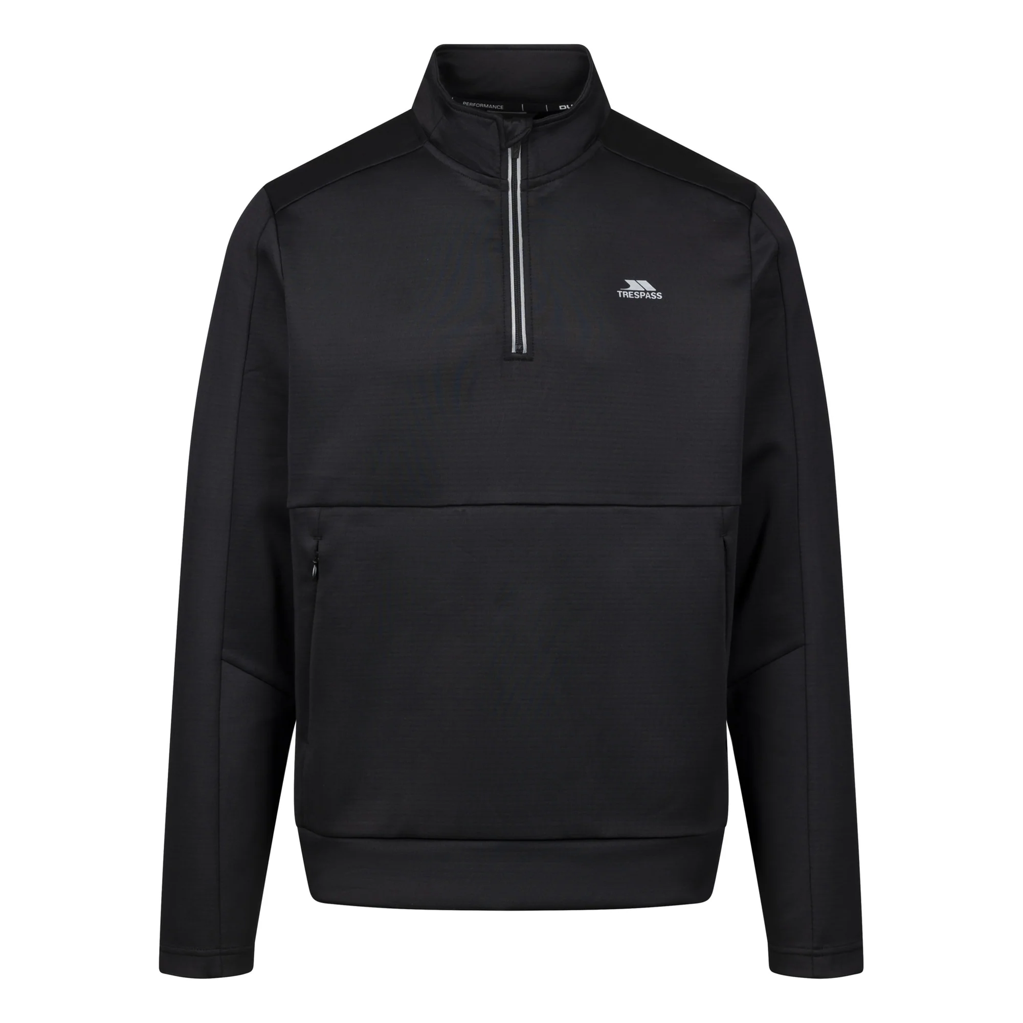 Trespass Mens Jay Quarter Zip Long-Sleeved Top Black