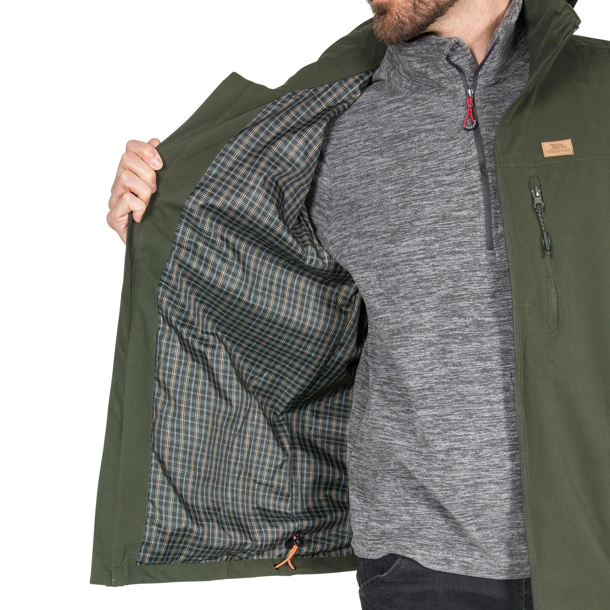 Trespass Mens Weir Waterproof Jacket Olive - Image 3