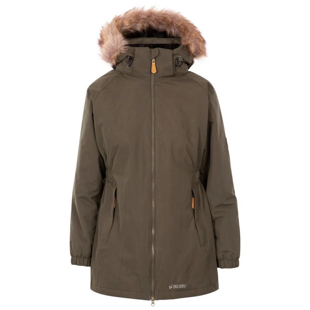 Trespass Womens Celebrity Insulated Longer Length Parka Jacket Dark Vine