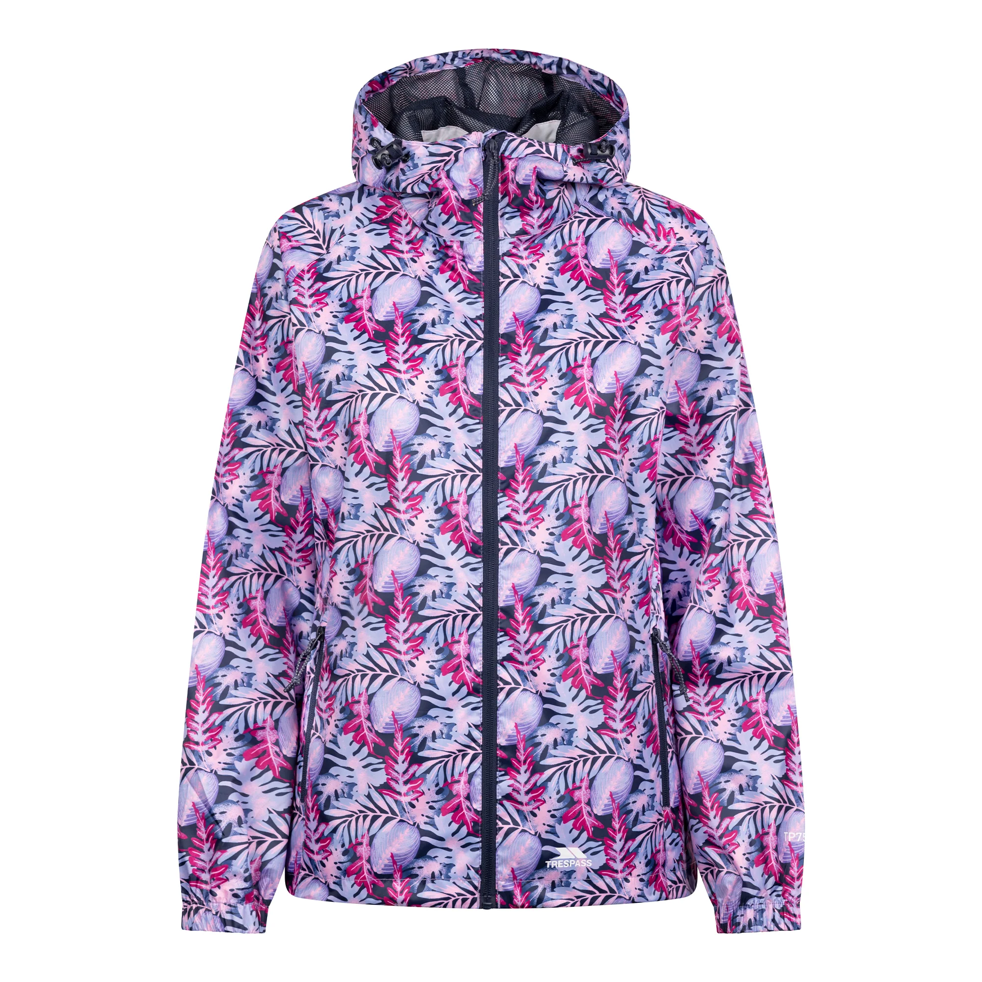 Trespass Womens Indulge Foliage Print Packaway Jacket Pink/Lilac