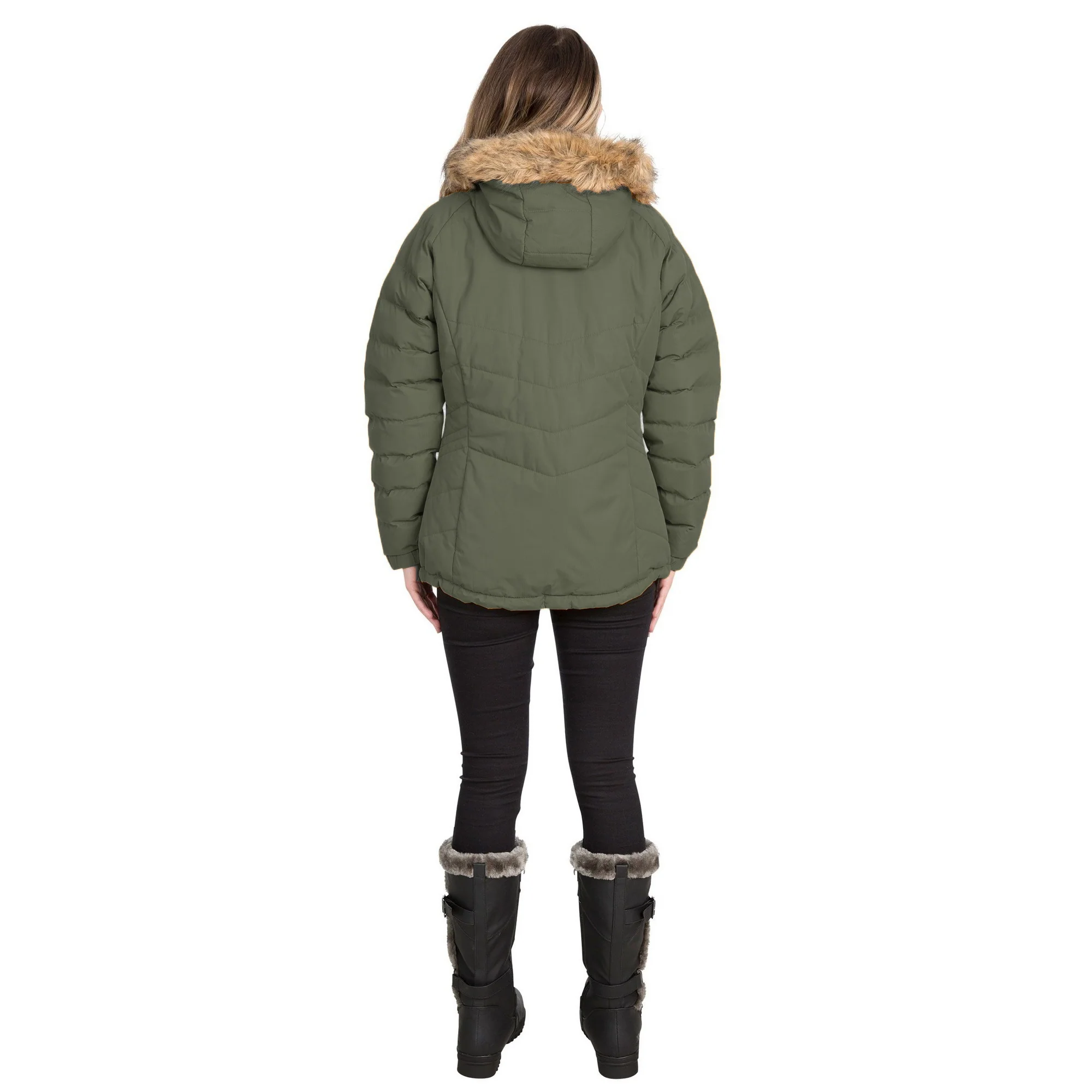 Trespass Womens Nadina Waterproof Padded Jacket Olive - Image 3
