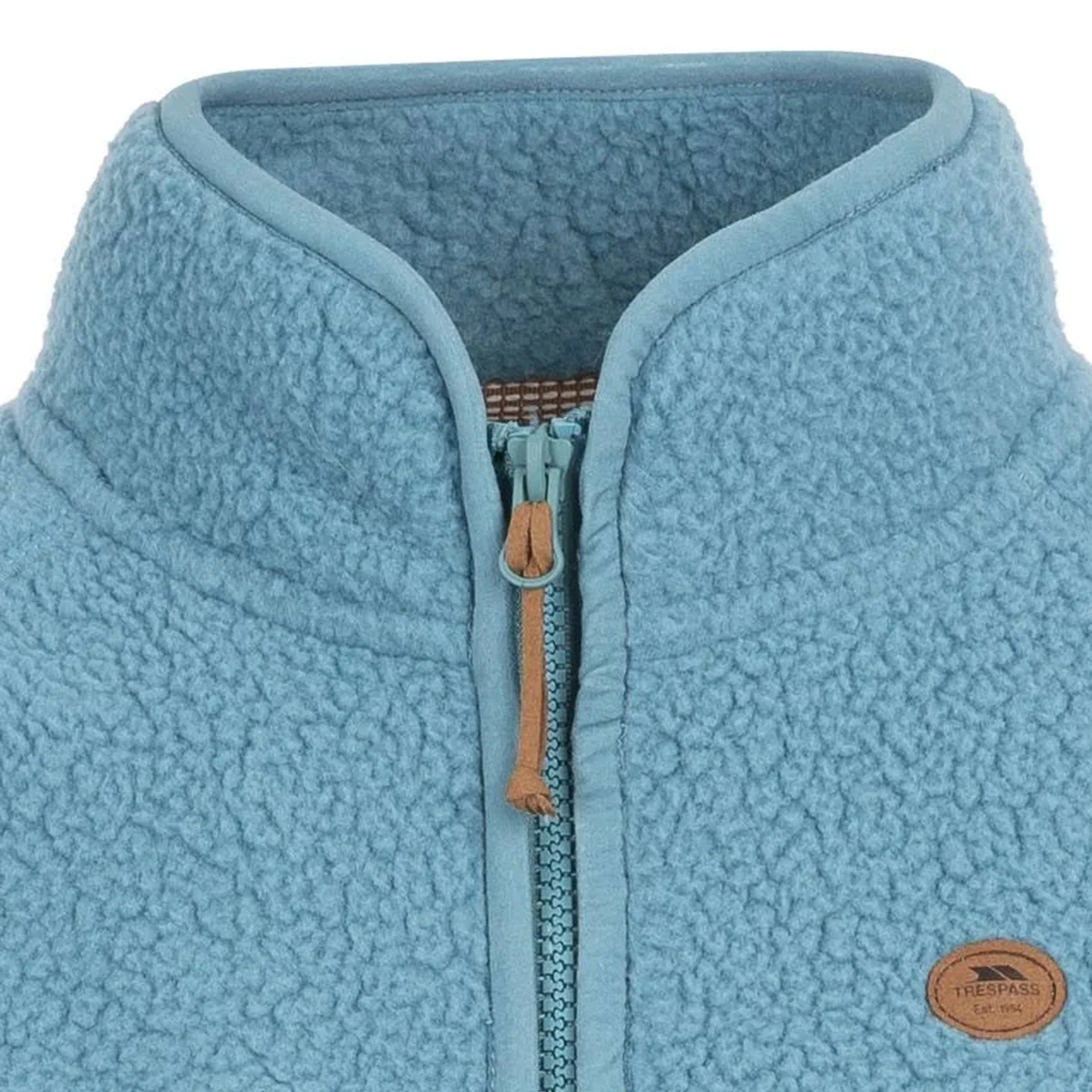 Trespass Womens Quake Leather Trim Fleece Jacket Storm Blue - Image 3