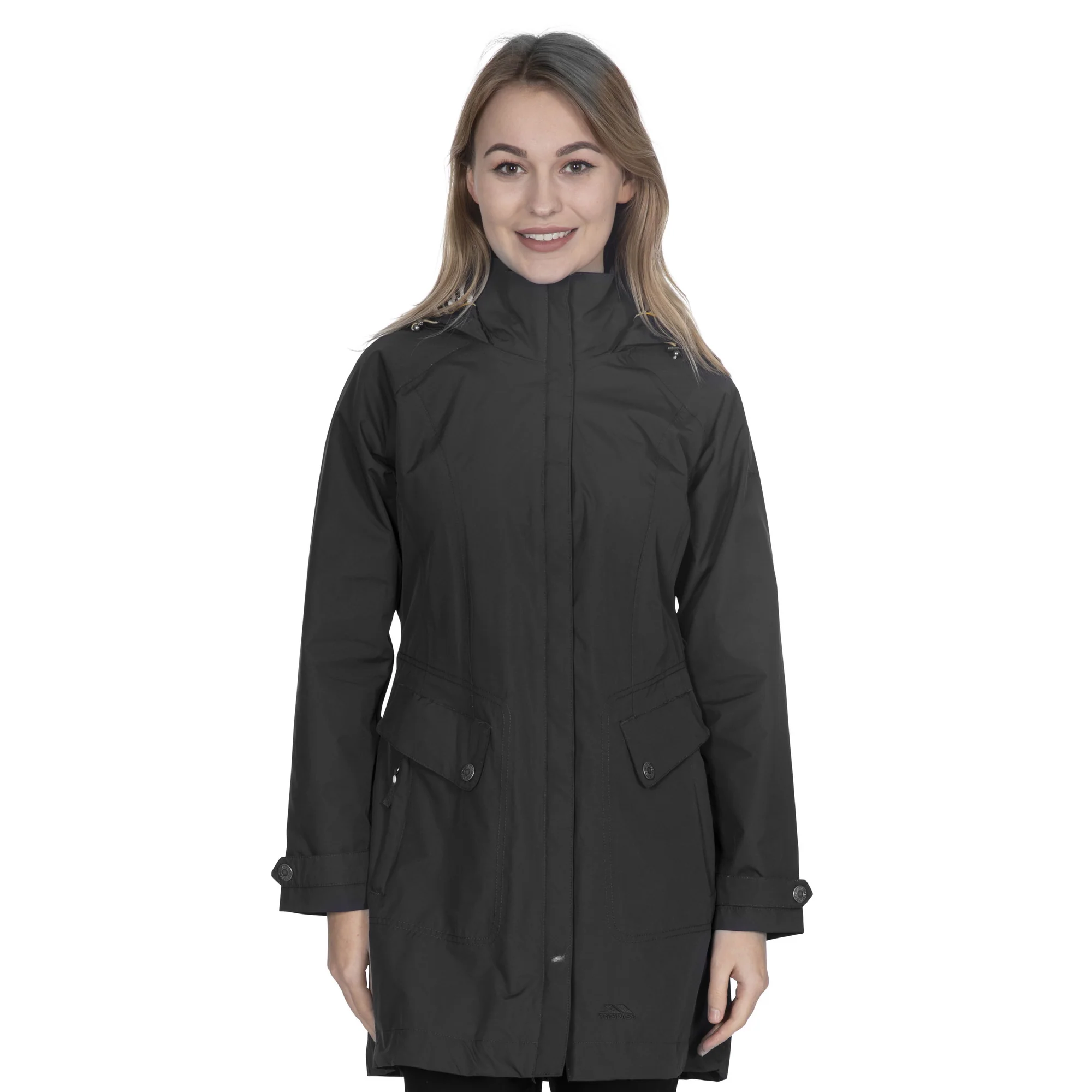 Trespass Womens Rainy Day Waterproof Jacket Black - Image 3